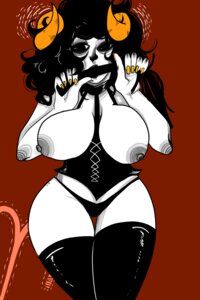 Rating: Explicit Score: 0 Tags: 1girls aradia_megido biting_whip black_hair black_lips breasts corset female grey_nipples homestuck horns kittenboners long_hair looking_at_viewer ms_paint_adventures nipples red_background rule34 solo source_request stockings troll whip white_skin wide_hips yellow_nails User: bunchy7s