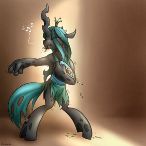 Rating: Safe Score: 0 Tags: 1:1 2014 anthro arthropod changeling_(mlp) conicer dancing e621 eating eyes_closed female food friendship_is_magic green_hair hair happy hasbro hi_res long_hair my_little_pony queen_chrysalis_(mlp) smile solo User: bunchy7s