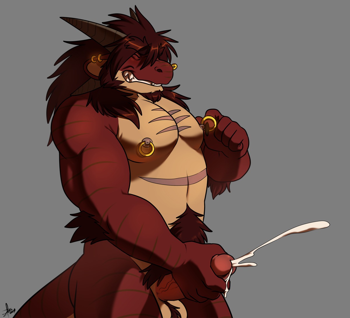 2014 alpha_channel anthro ball_tuft balls biceps big_muscles biped bodily_fluids claws cum cumshot dragon e621 ear_piercing ear_ring ejaculation erection eyes_closed facial_hair facial_piercing fangs fileossur genital_fluids genitals goatee hair holding_penis horn humanoid_genitalia humanoid_penis male markings masturbation muscular muscular_anthro muscular_male mythological_creature mythological_scalie mythology nipple_piercing nipple_ring nipples nose_piercing nose_ring nude orgasm orgasm_face penile penile_masturbation penis piercing pubes ring_piercing rossciaco scalie scar simple_background solo tail teeth transparent_background tuft vein