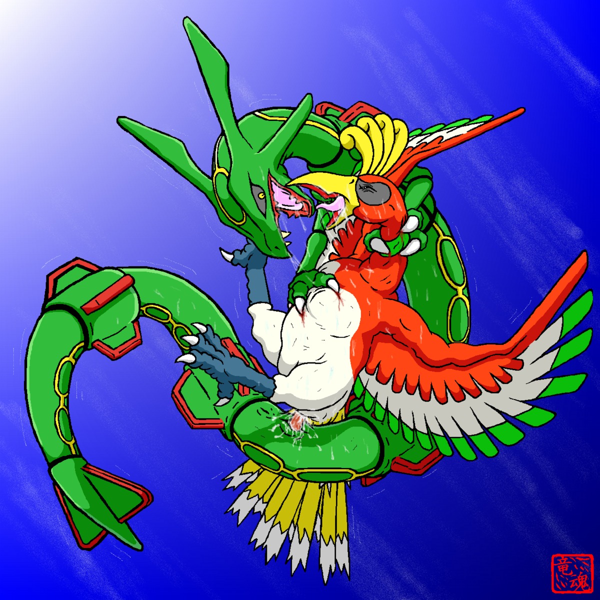 1:1 ambiguous_gender avian bird blood bodily_fluids dragon dragon_soul_e duo e621 erection feral feral_on_feral forced generation_2_pokemon generation_3_pokemon genitals hi_res ho-oh interspecies legendary_pokemon male mythological_avian mythological_bird mythological_creature mythological_firebird mythological_scalie mythology nintendo penis pokemon pokemon_(species) rape rayquaza scalie sex