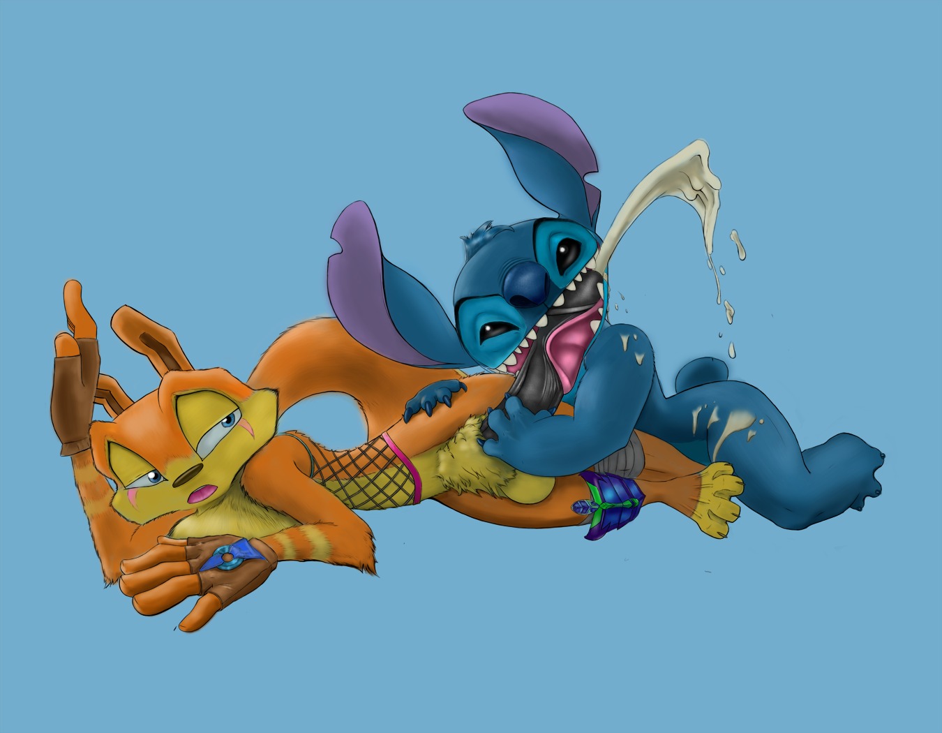 3_toes 4_toes 5_fingers alien anthro anthro_on_anthro balls big_penis black_eyes black_penis black_sclera blue_background blue_body blue_eyes blue_fur blue_nose bodily_fluids brown_body brown_fur brown_nose claws clothing countershading cum cumshot daxter disney duo e621 ejaculation empty_eyes erection experiment_(lilo_and_stitch) feet fellatio femboy fingerless_gloves fingers fishnet_clothing fur genital_fluids genitals gloves hand_on_hip hand_on_penis handwear huge_penis humanoid_genitalia humanoid_penis jak_and_daxter licking lilo_and_stitch looking_back lying male male/male male_penetrated male_penetrating male_penetrating_male mammal mustelid naughty_dog nude on_side open_mouth oral orange_body orange_fur orgasm ottsel penetration penile penis penis_lick pubes sex short_tail sideways_oral simple_background sony_corporation sony_interactive_entertainment stitch_(lilo_and_stitch) tail teeth toeless_(marking) toes tongue tongue_on_penis tongue_out unknown_artist yellow_body yellow_fur
