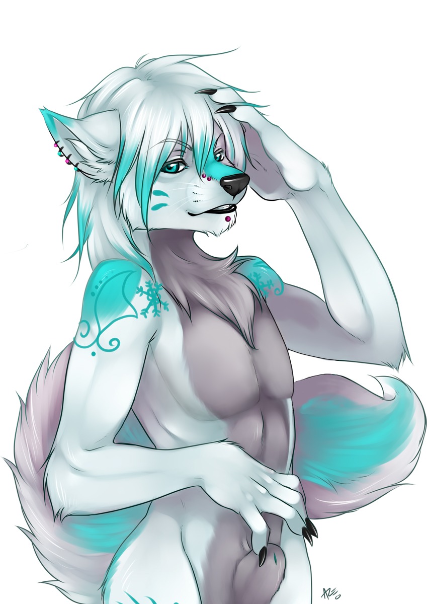 animal_genitalia anthro artica_sparkle azelyn blue_eyes bridge_piercing canid canine canis chest_tuft claws crossgender e621 ear_piercing facial_piercing fully_sheathed fur furgonomic_piercing furgonomics genitals hi_res lip_piercing looking_at_viewer male mammal muzzle_piercing nose_piercing nude piercing sheath simple_background solo tail tattoo third-party_edit tuft whiskers white_background wolf