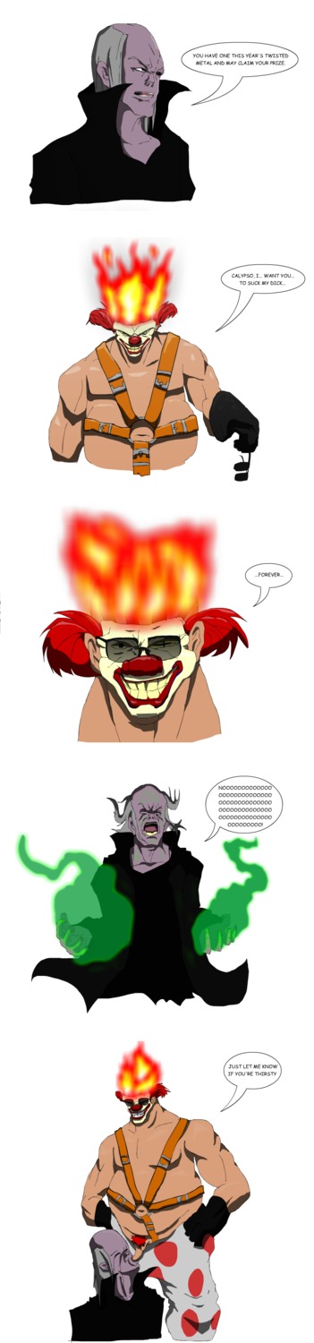 calypso_(twisted_metal) male needles_kane rule34 sweet_tooth tagme twisted_metal