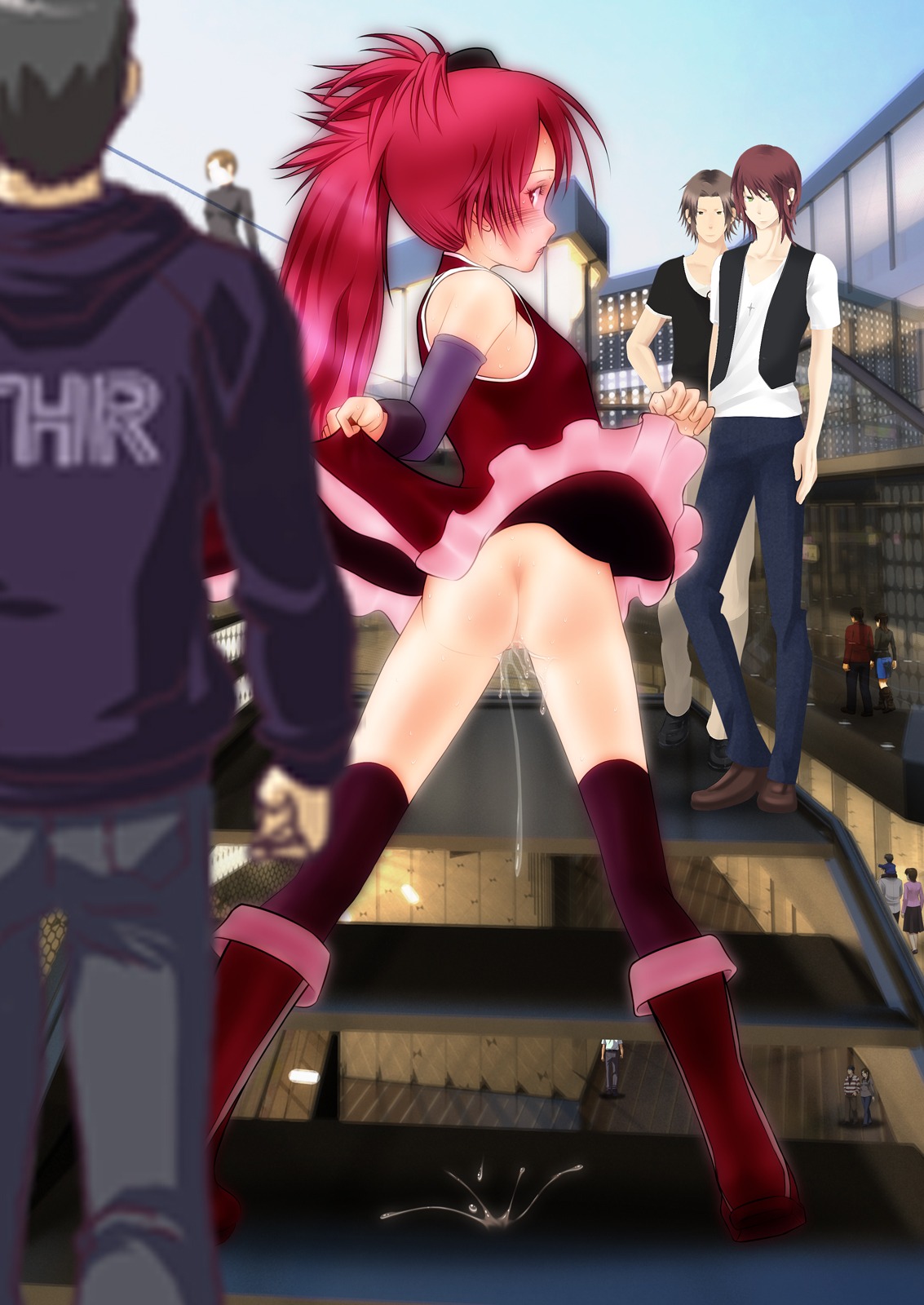 1girls female female_focus mahou_shoujo_madoka_magica male multiple_boys rule34 sakura_kyouko solo_focus tagme