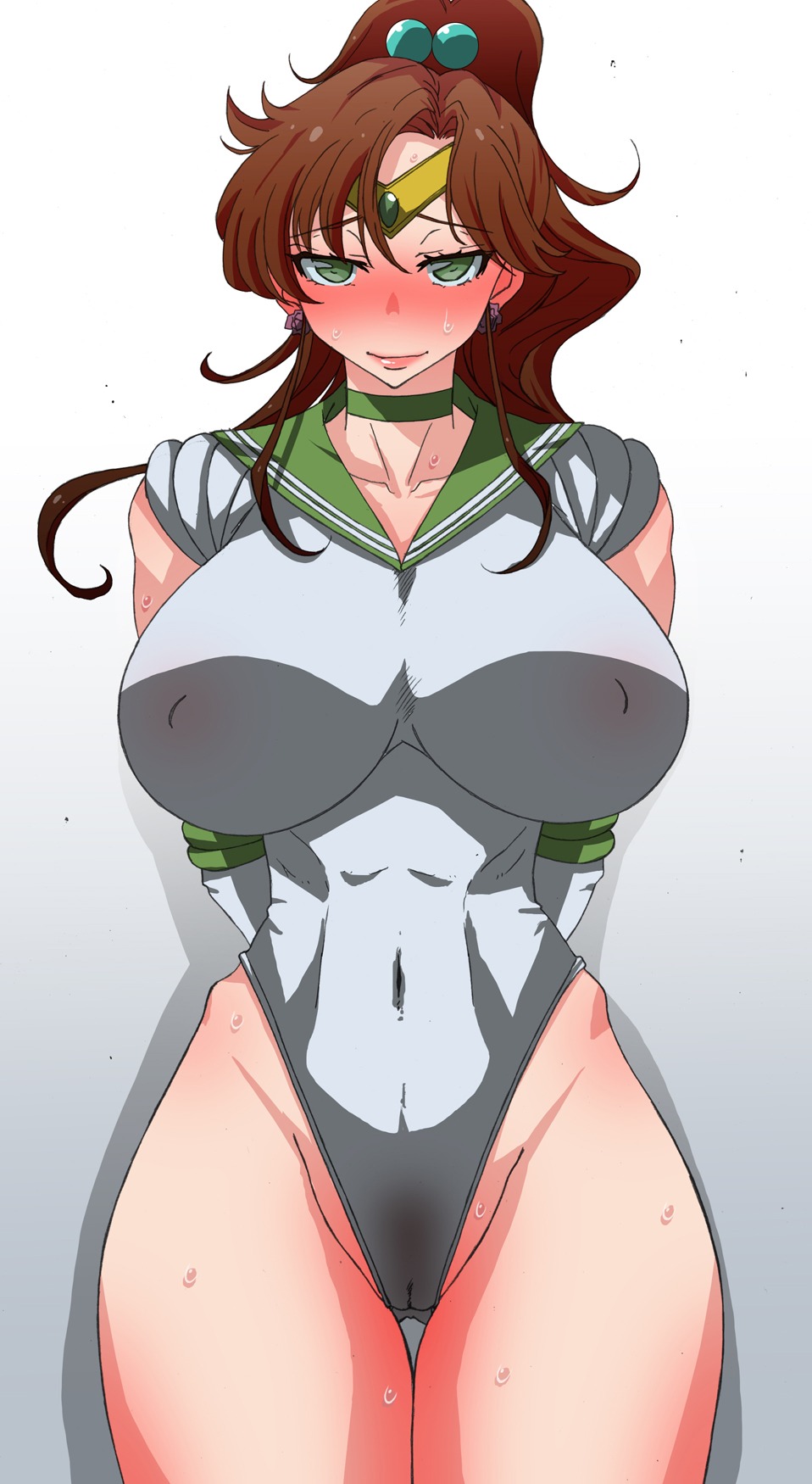 bishoujo_senshi_sailor_moon blush breasts cameltoe clothing erect_nipples erect_nipples_under_clothes female highres kunifuto large_breasts makoto_kino nipples pubic_hair pussy rule34 sailor_jupiter smile