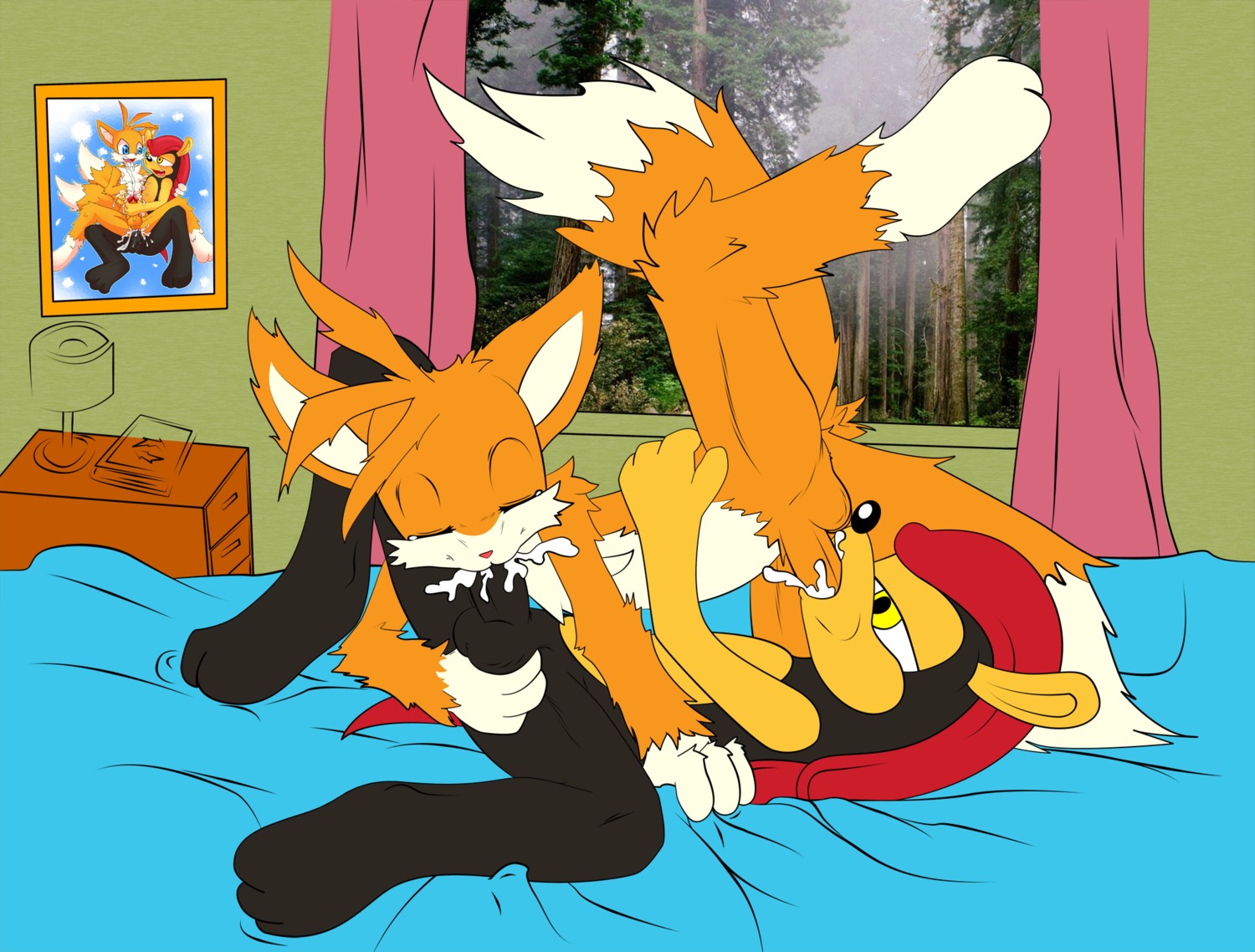 69 anthro armadillo balls bed black_fur canine couple cum cum_in_mouth cumshot erection fox fur furry male male_only mighty_the_armadillo multi_tail multiple_males nude oral orange_fur orgasm penis rule34 sega sex sonic_(series) sonic_the_hedgehog_(series) tail tails tails_the_fox wacki white_fur yaoi