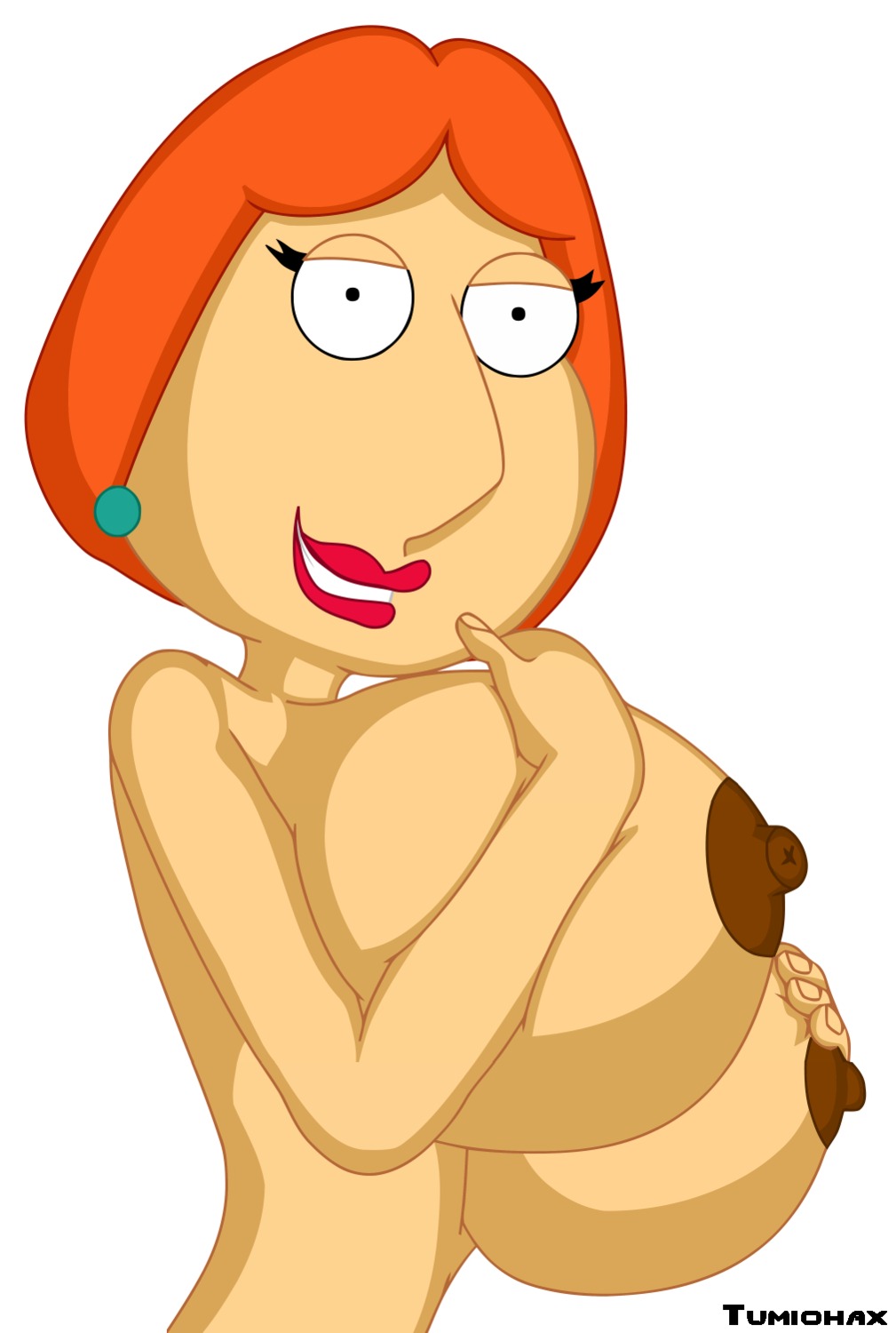 1girls 2d breasts completely_nude family_guy female female_only human lipstick lois_griffin milf nipples nude nude_female orange_hair rule34 solo tumiohax white_background