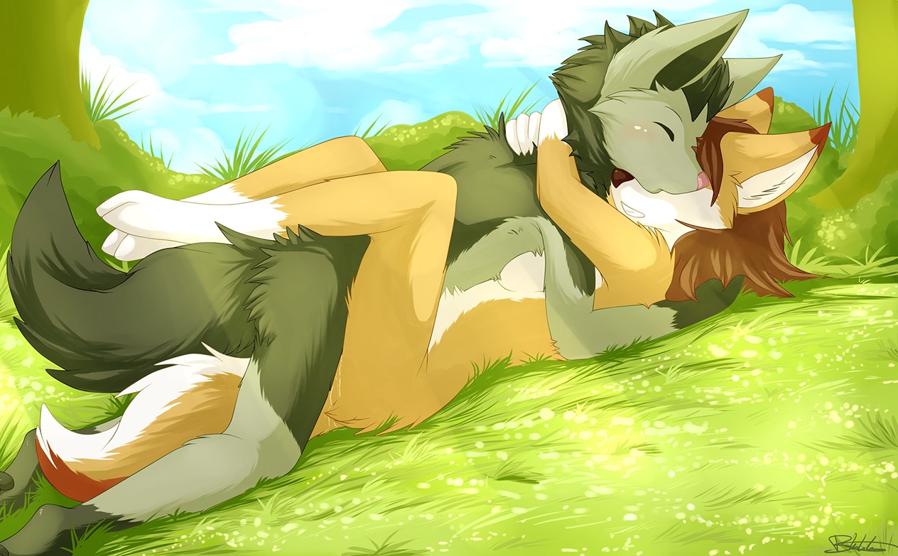 anthro aru blackfury canine closed_eyes couple cum female fur furry husky interspecies male mightyena nude pokemon rule34 sex straight