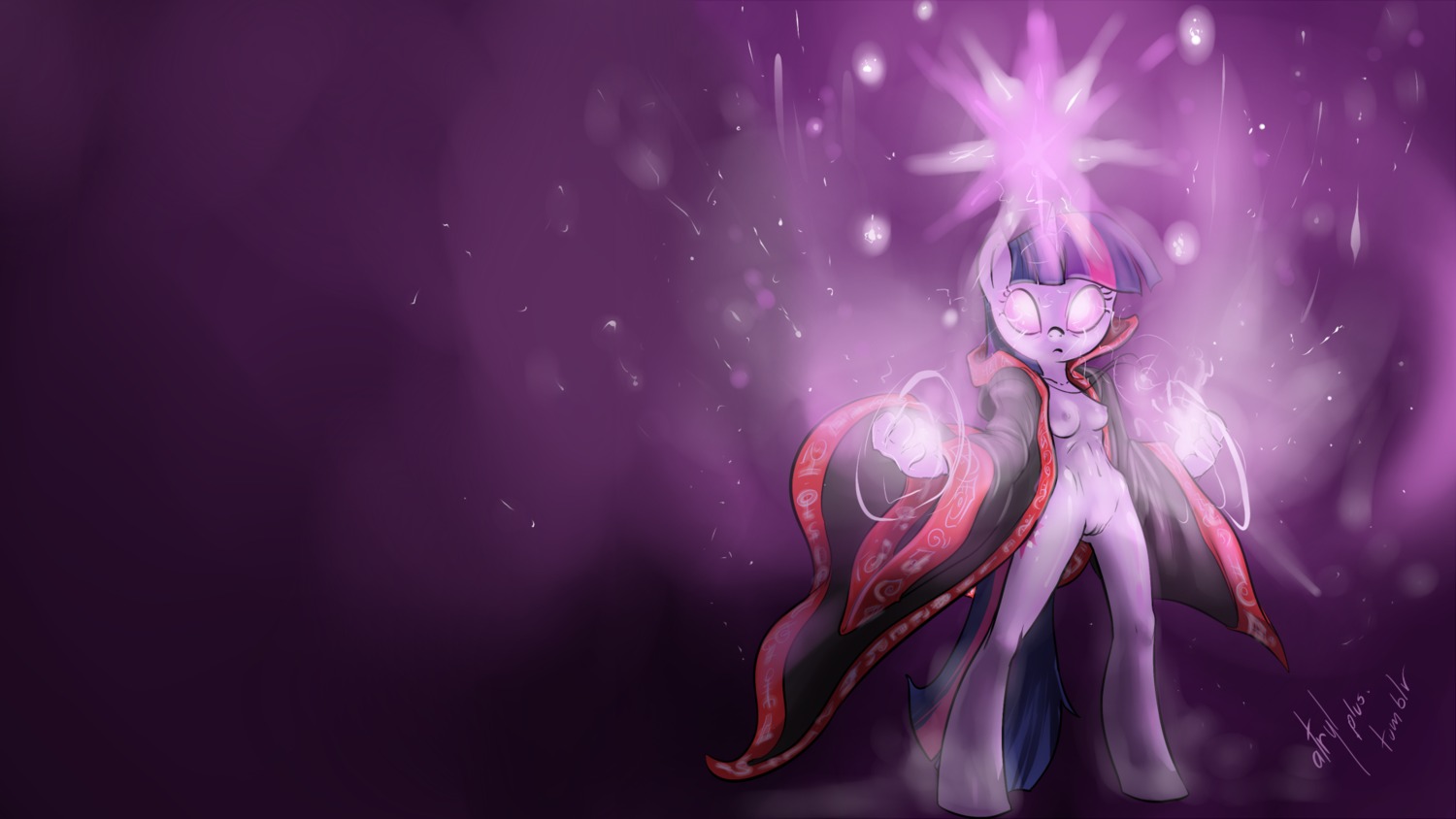 16:9 2012 anthro anthrofied atryl breasts cutie_mark digital_media_(artwork) e621 equid equine female friendship_is_magic fur genitals hair hasbro hi_res horn looking_at_viewer magic mammal multicolored_hair my_little_pony mythological_creature mythological_equine mythology purple_body purple_eyes purple_fur purple_hair solo tail twilight_sparkle_(mlp) two_tone_hair unicorn vulva widescreen