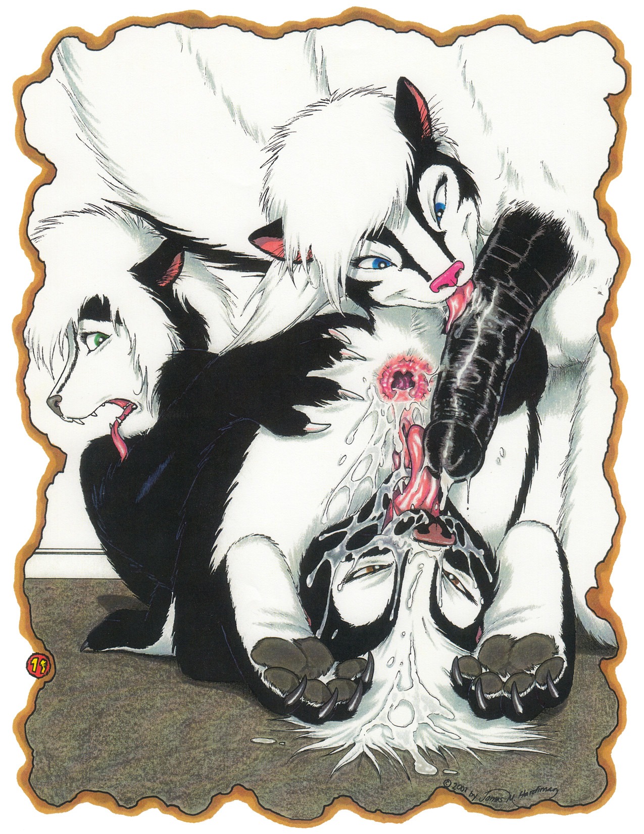 169_position 2001 4_toes 69_position anthro anus ass_to_mouth ass_to_other_mouth barefoot bear big_penis bisexual black_pawpads bodily_fluids body_worship claws comic cum cum_in_ass cum_inside cum_on_face cunnilingus curling_toes e621 feet felching fellatio female female/female foursome gaping gaping_anus genital_fluids genital_worship genitals group group_sex half-erect hi_res hindpaw humanoid_genitalia humanoid_penis incest_(lore) interspecies james_m_hardiman larger_male licking lori_(jmh) male male/female mammal mephitid messy natasha_(jmh) nude onyx_(jmh) oral pawpads paws penile penis penis_lick penis_worship polar_bear sex sibling_(lore) sister_(lore) sisters_(lore) size_difference skunk smaller_female soles splash_zone tail tail_anus toe_claws toes tongue tongue_out ursine vaginal vulva