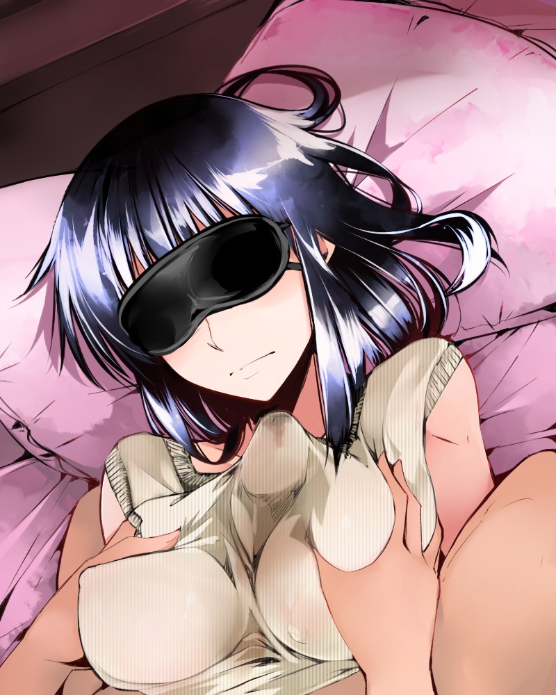 blindfold breast_grab breasts clothing cosaten female large_breasts male paizuri paizuri_under_clothes penis pillow precum rule34 school_rumble straight suou_mikoto under_clothes