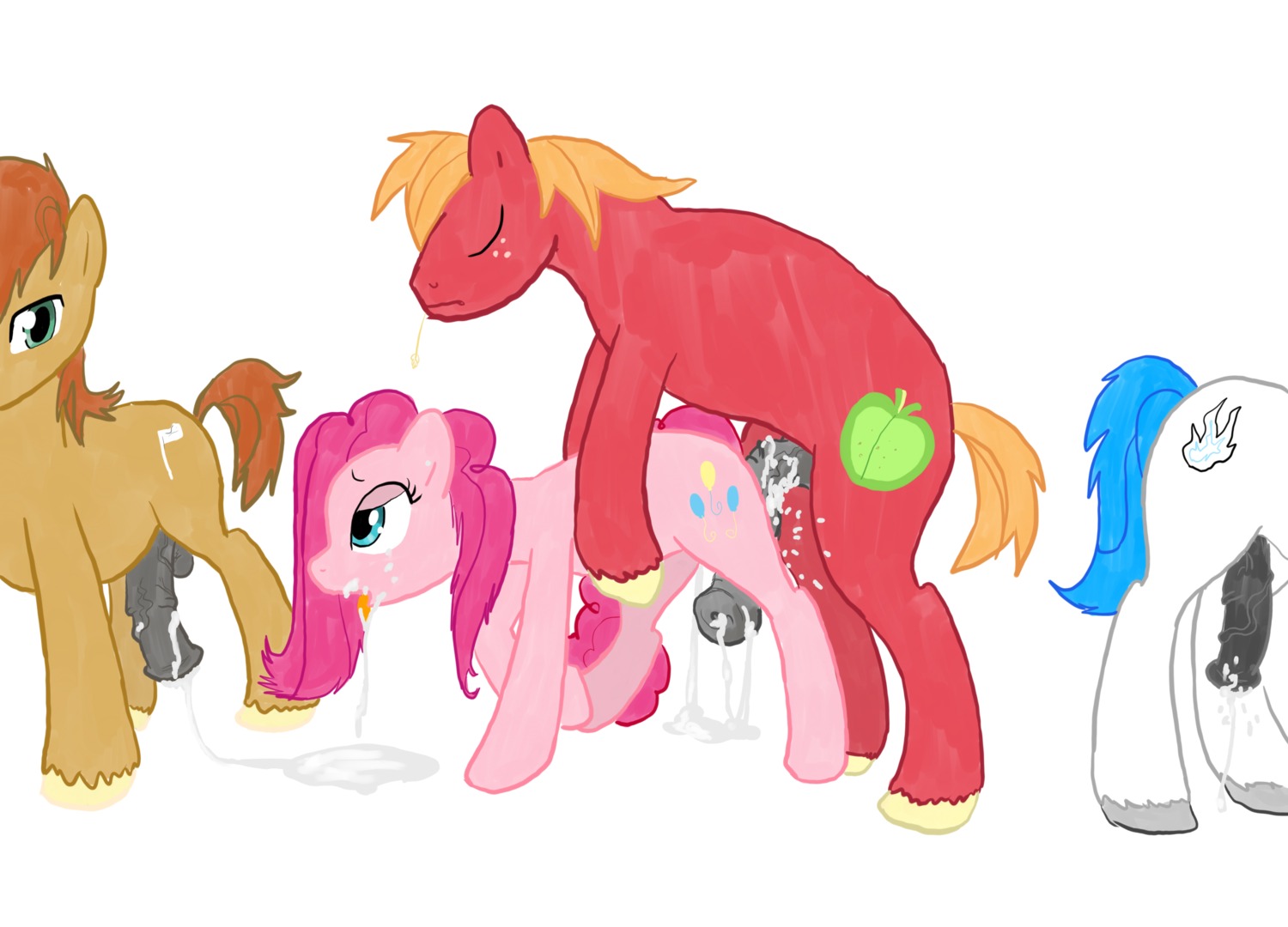 after_sex animal_genitalia animal_penis balls big_macintosh_(mlp) big_penis blue_eyes bodily_fluids cum cum_in_mouth cum_in_vagina cum_inside cum_pool cutie_mark e621 earth_pony equid equine equine_genitalia equine_penis erection female feral friendship_is_magic gangbang genital_fluids genitals green_eyes group group_sex hair hasbro hi_res hooves horse intraspecies male male/female mammal my_little_pony nude penis pink_hair pinkie_pie_(mlp) pony quadruped sex simple_background tail unknown_artist white_background