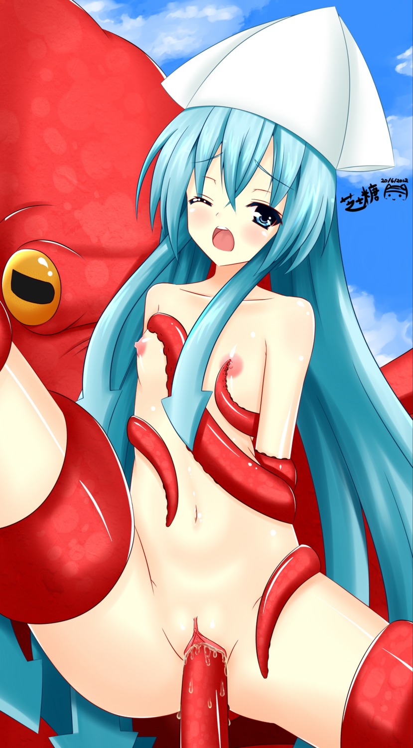 1girls artist_request beach blue_eyes blue_hair female flat_chest high_resolution ikamusume long_hair nude nudist nudist_beach octopus pussy pussy_juice rape rule34 sex shinryaku!_ikamusume spread_legs tentacle uncensored wince