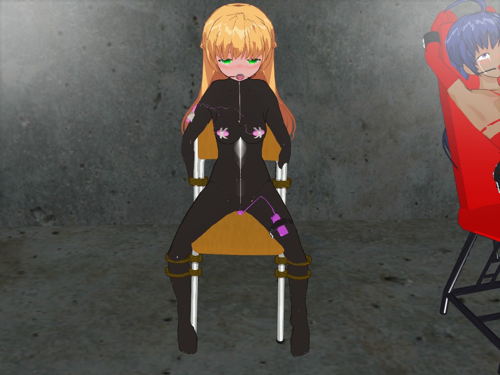 3d_custom_girl arms_behind_back artist_request ball_gag black_bodysuit blonde_hair blush bodysuit bondage bound bound_legs bound_to_chair bound_wrists breasts catsuit chair character_request egg_vibrator empty_eyes female femsub gag gagged green_eyes long_hair multiple_females multiple_girls multiple_subs nipple_vibrator open_mouth_gag png ring_gag rope rule34 skin_tight small_breasts source_request spread_legs tears tied_to_chair vibrator