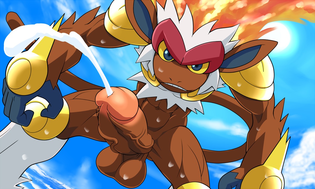 anthro balls color cum day fiery_hair fire front_view fur furry infernape male male_only nude outdoors penis pokemon pokemon_(species) rule34 solo tagme testicles