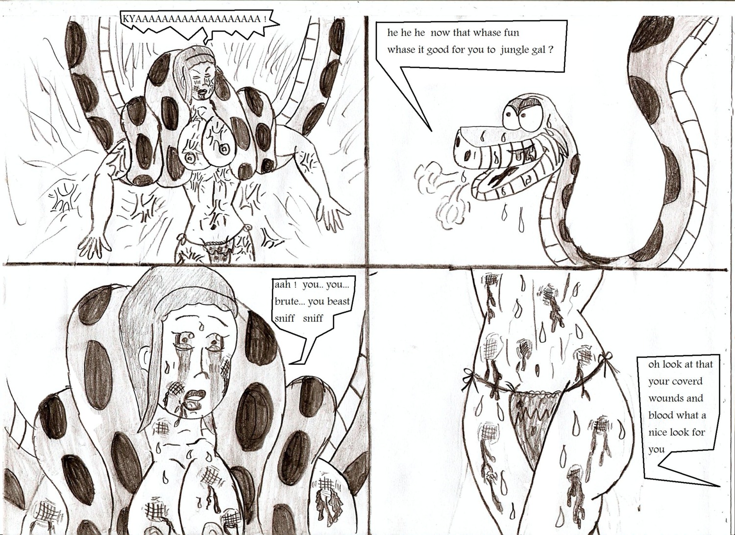 comic disney female jking kaa monochrome nipples rule34 shanti sketch snake the_jungle_book