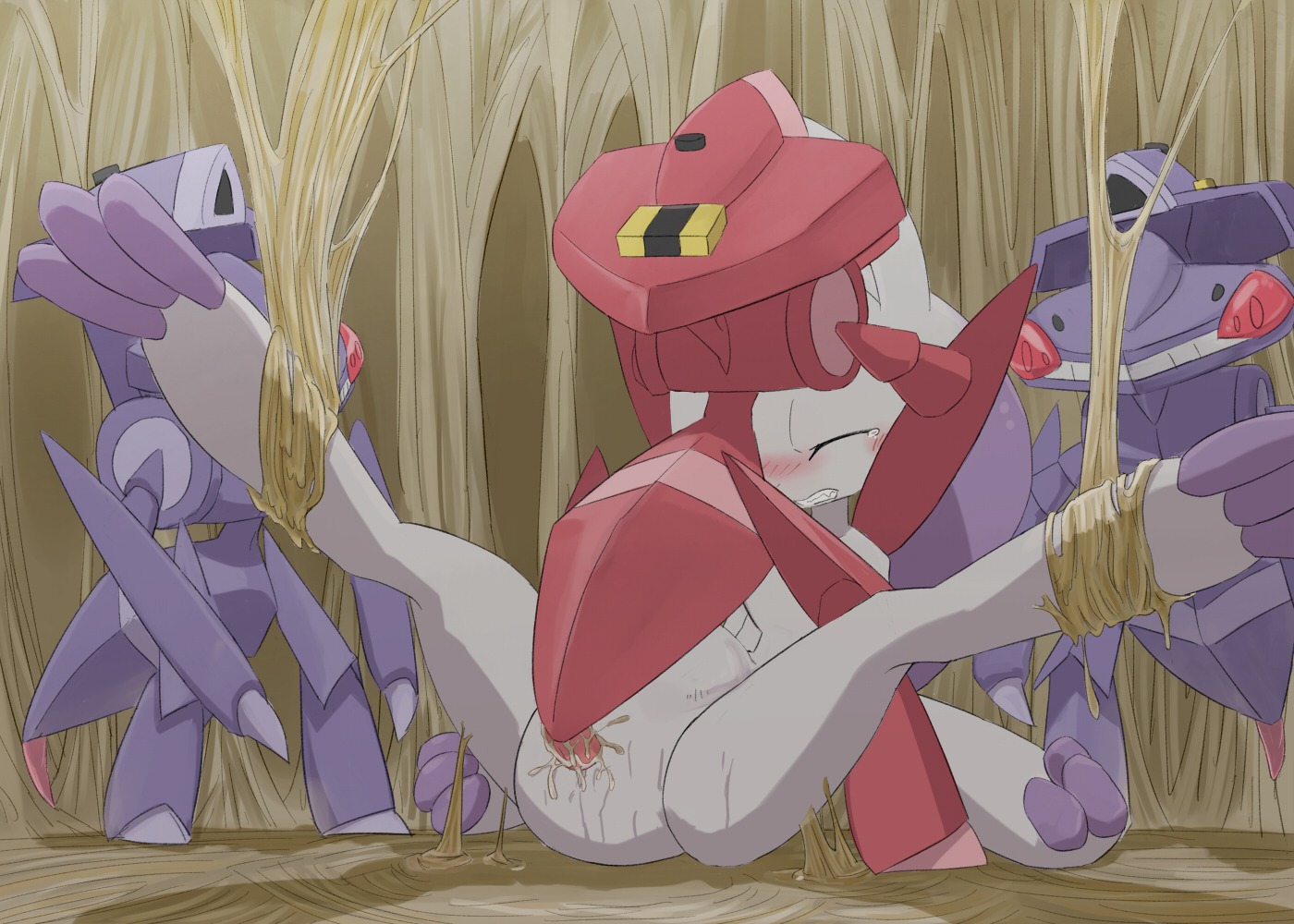 2013 anthro arthropod arthropod_webbing bald barefoot blush bodily_fluids bound clenched_teeth cum cum_in_vagina cum_inflation cum_inside e621 erection eyes_closed feet female forced from_front_position furukara generation_5_pokemon generation_6_pokemon genesect genital_fluids genitals group inflation insect legendary_pokemon legs_up lying male male/female male_penetrating mega_evolution mega_mewtwo mega_mewtwo_y missionary_position nintendo nude on_back orgasm penetration penis pokemon pokemon_(species) pregnant rape sex spread_legs spreading tears teeth vaginal vaginal_penetration vulva web_bondage