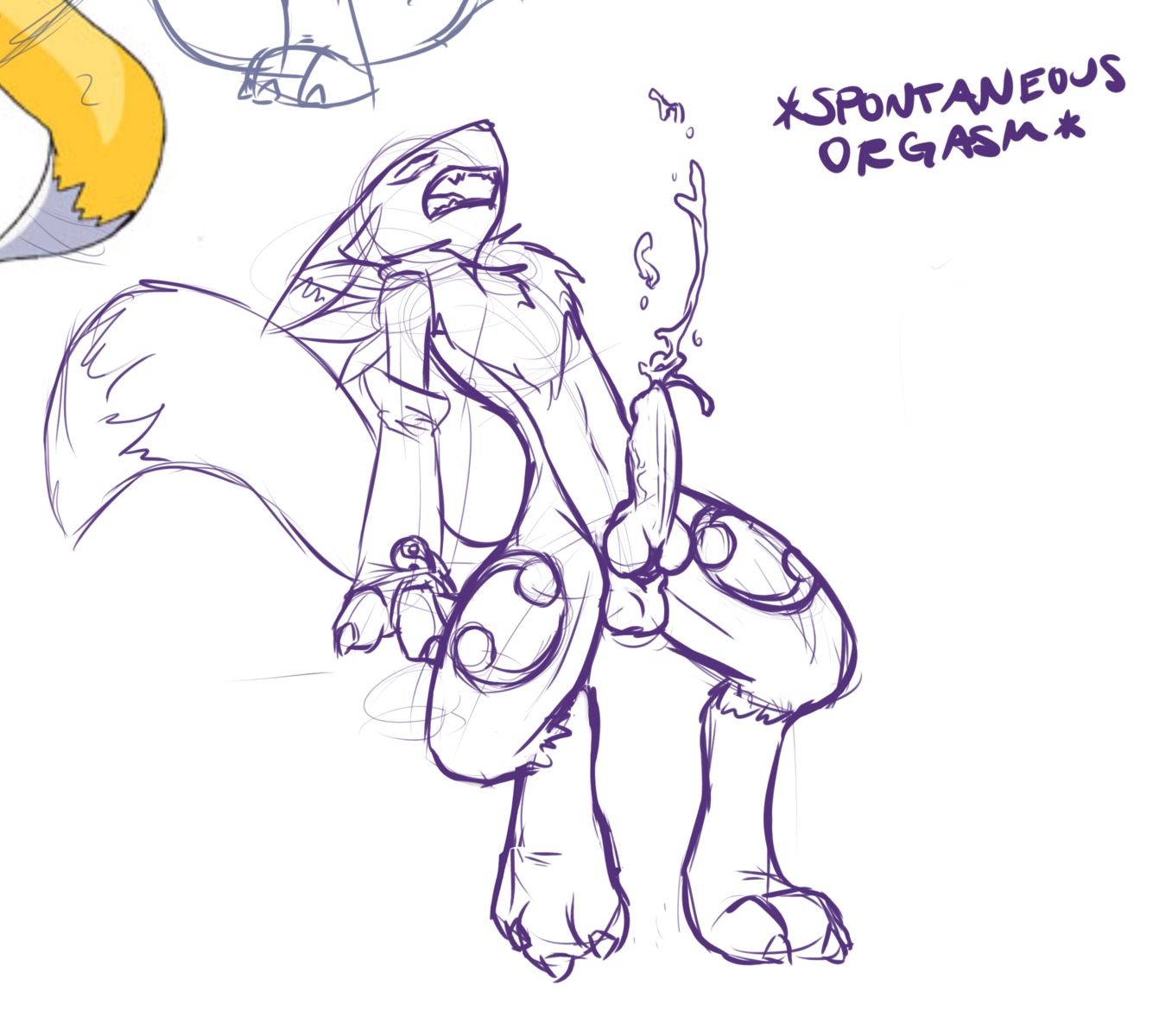 animal_genitalia animal_penis anthro balls bandai_namco bodily_fluids canid canine canine_genitalia canine_penis cobaltsynapse cum cumshot digimon digimon_(species) e621 ejaculation erection eyes_closed fur genital_fluids genitals hands-free hi_res knot male mammal monochrome open_mouth orgasm_face penis premature_ejaculation renamon solo spontaneous_ejaculation tail text vein