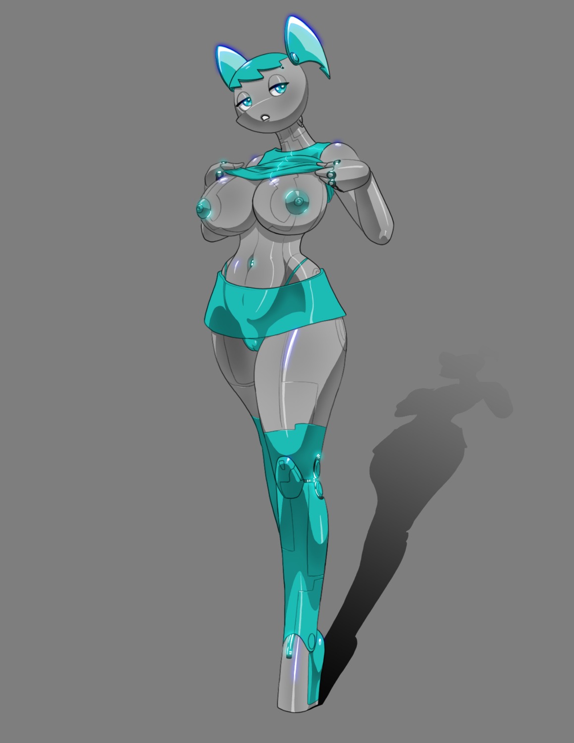 1girls 2d areola bimbo breasts busty cleavage female female_only gynoid hourglass_figure humanoid jenny_wakeman my_life_as_a_teenage_robot nipples red_jragon robot robot_girl robot_humanoid rule34 shirt_lift skirt solo tagme teenager thong voluptuous whale_tail xj-9