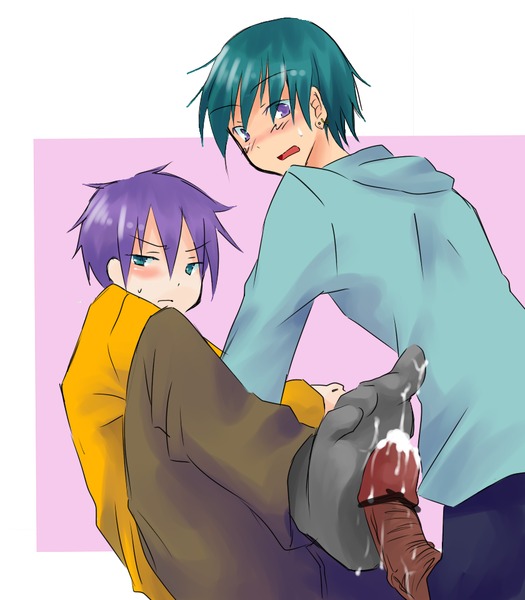 2boys cum feet footjob footjob_with_legwear footwear male male_only penis rule34 sockjob socks yaoi