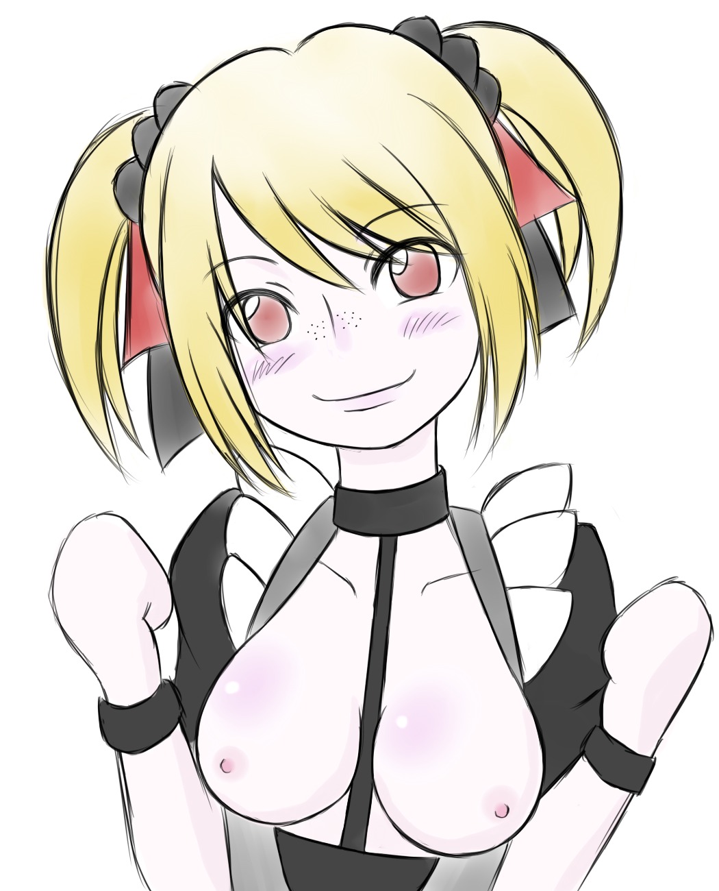 1girls ayane_suzuki blonde_hair breasts breasts_out female female_only idolmaster rule34 solo tagme upper_body