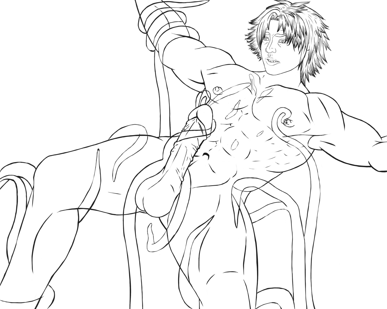 1boy ass balls erect_penis erection final_fantasy final_fantasy_x gay line_art male male_only monochrome muscular muscular_male nipples nude penis rule34 tagme tentacle tentacle_on_male tentaclejob tidus urethral video_games yaoi