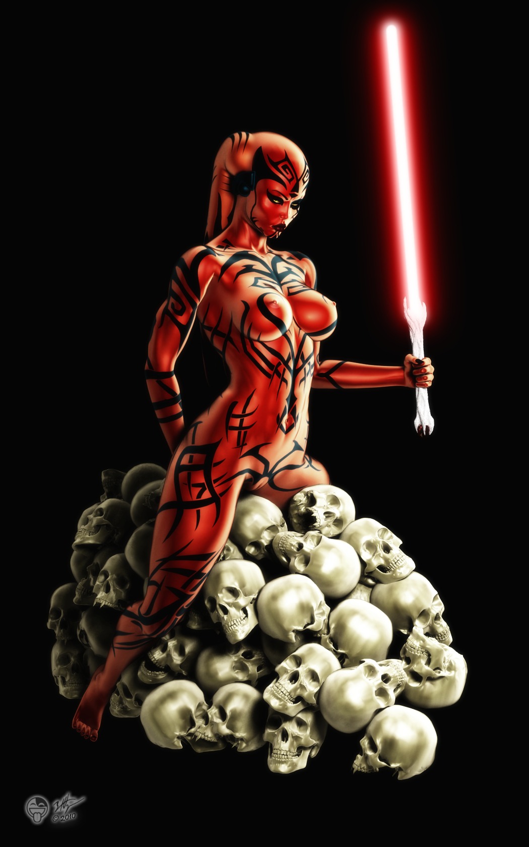 2010 3d alien darth_hell darth_talon female lightsaber red_lightsaber red_skin rule34 sith skull star_wars star_wars:_legacy tattoo twi'lek