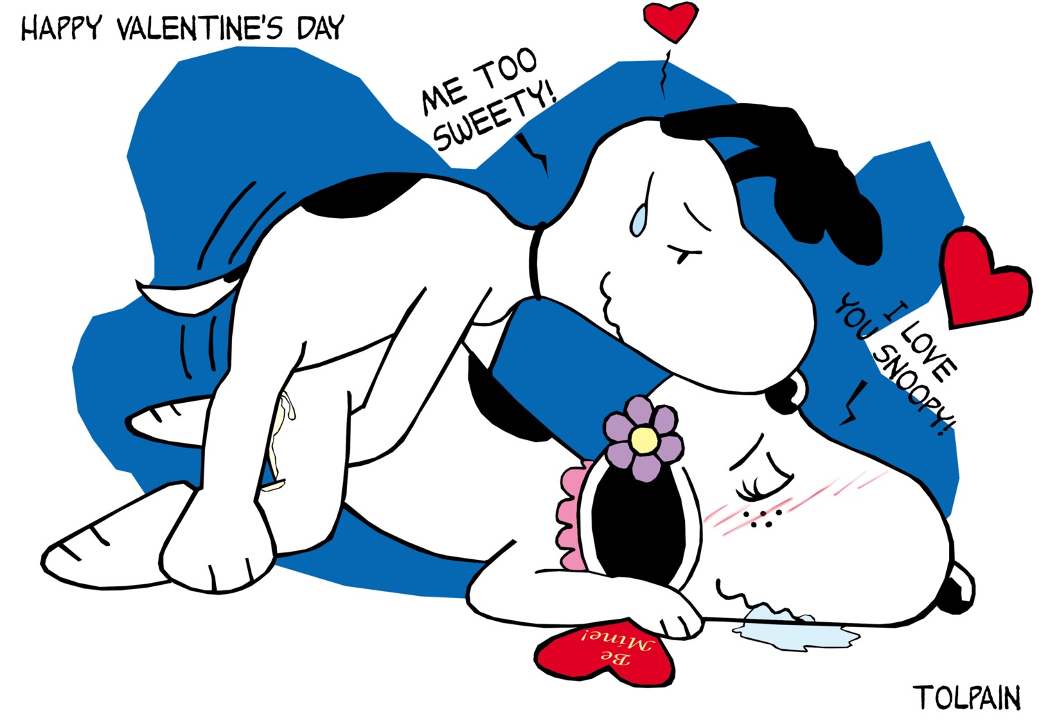 belle_(peanuts) blush cum cum_inside female from_behind peanuts rule34 sex snoopy tolpain valentine's_day