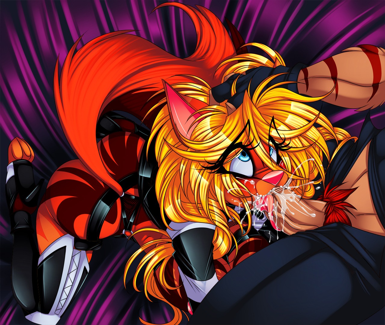 2012 angel_kryis anthro big_breasts blonde_hair blue_eyes blush bodily_fluids boots bottomwear breasts brown_body brown_fur butt clothed clothing crystal-for-ever cum cum_in_mouth cum_inside cum_on_face digital_media_(artwork) domestic_cat duo e621 erection feet felid feline felis fellatio female female_focus female_penetrated fingerless_gloves footwear foreskin fur genital_fluids genitals gloves hair handwear high_heels hindpaw humanoid_genitalia humanoid_penis jacket kneeling licking long_hair looking_up male male/female male_penetrating male_penetrating_female mammal messy nipples oral oral_penetration orange_body orange_fur pants paws penetration penile penis pink_nose pubes sex shoes solo_focus standing stripes tail tongue tongue_out topwear vein