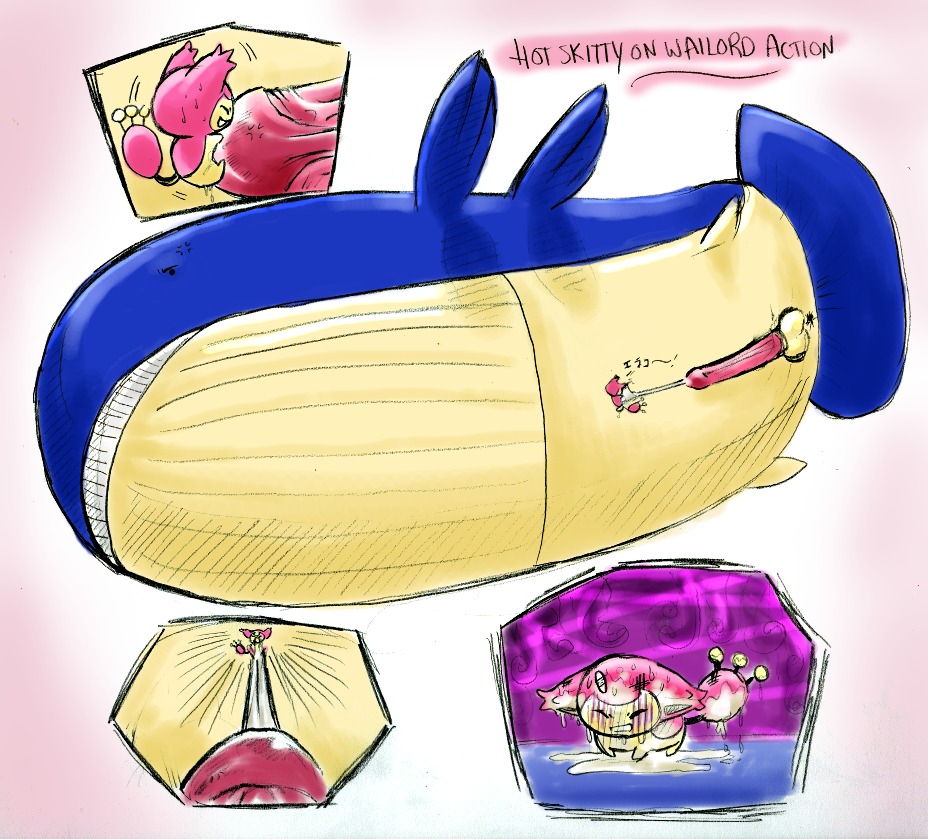 1boy 1girls animal_genitalia animal_penis anthro balls ballsack color erection female furry hot_skitty_on_wailord_action hsowa interspecies male nintendo penis pokemon pokemon_rse purplekecleon rule34 scrotum skitty straight testicles toony wailord