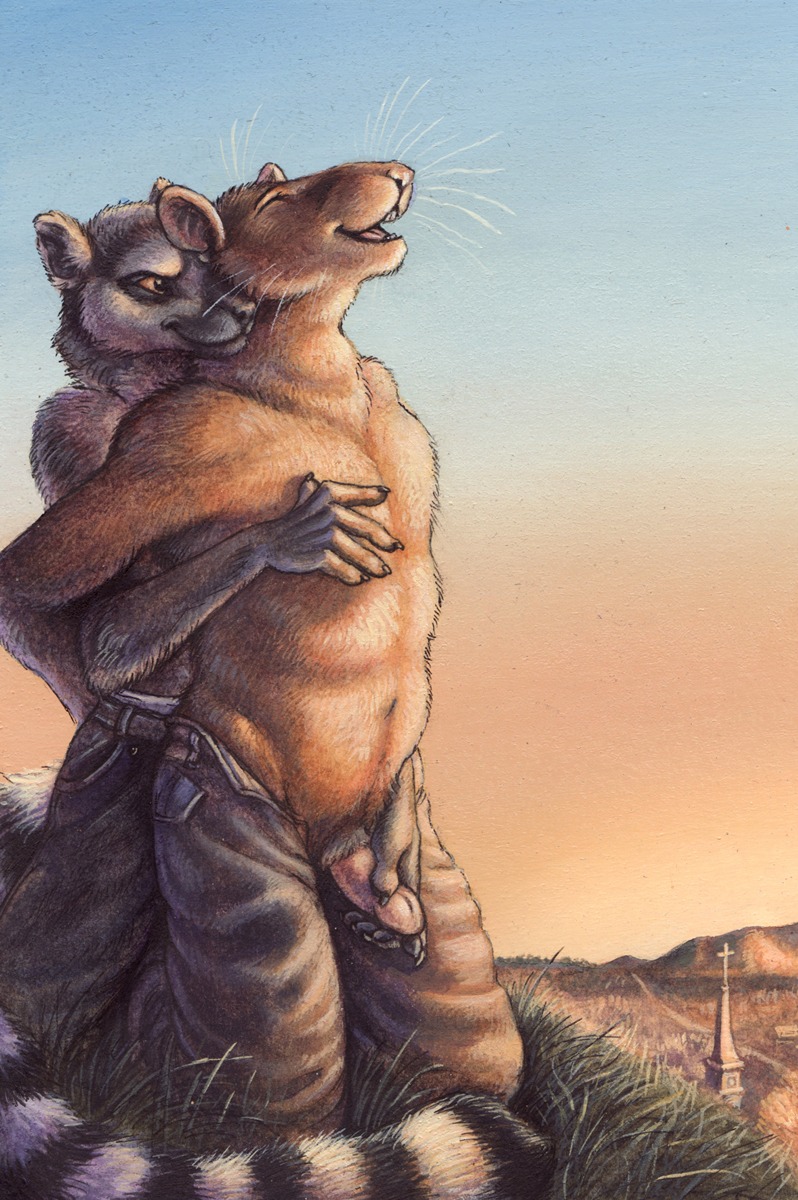 2010 animal_genitalia anthro blotch bottomwear clothed clothing cloud dell_marshall duo e621 erection eyes_closed fur genitals handjob hi_res lemur long_story male male/male mammal murid murine outside pants penile penis primate rat reach_around ring-tailed_lemur rodent sammy_(kyell_gold) scratches_volume_5 sex sky story story_in_comments story_in_description strepsirrhine tail topless traditional_media_(artwork) underwear unzipped whiskers yellow_eyes zipper