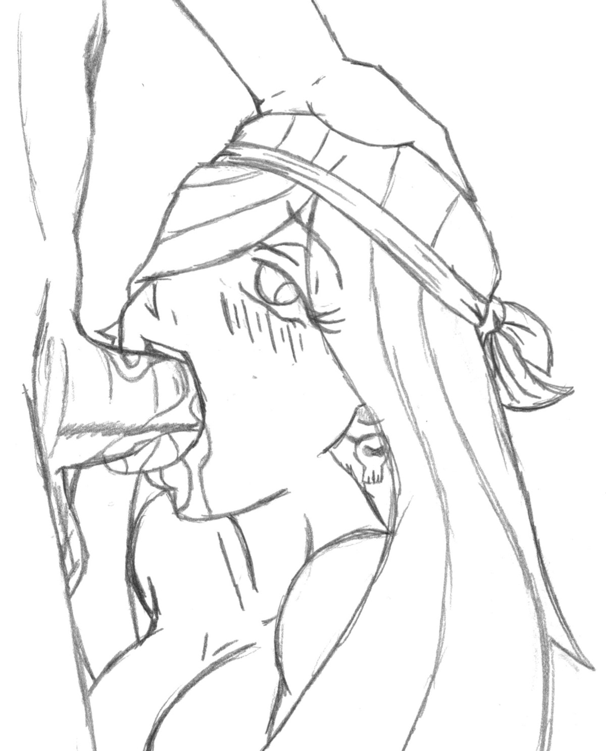 blushing breasts cleavage crocface drool fellatio female hair hair_over_one_eye hand_on_head insertion long_hair male monochrome ms._doombringer nickelodeon oral oral_insertion penis rule34 side_view straight straight_hair the_fairly_oddparents traditional_art unseen_male_face