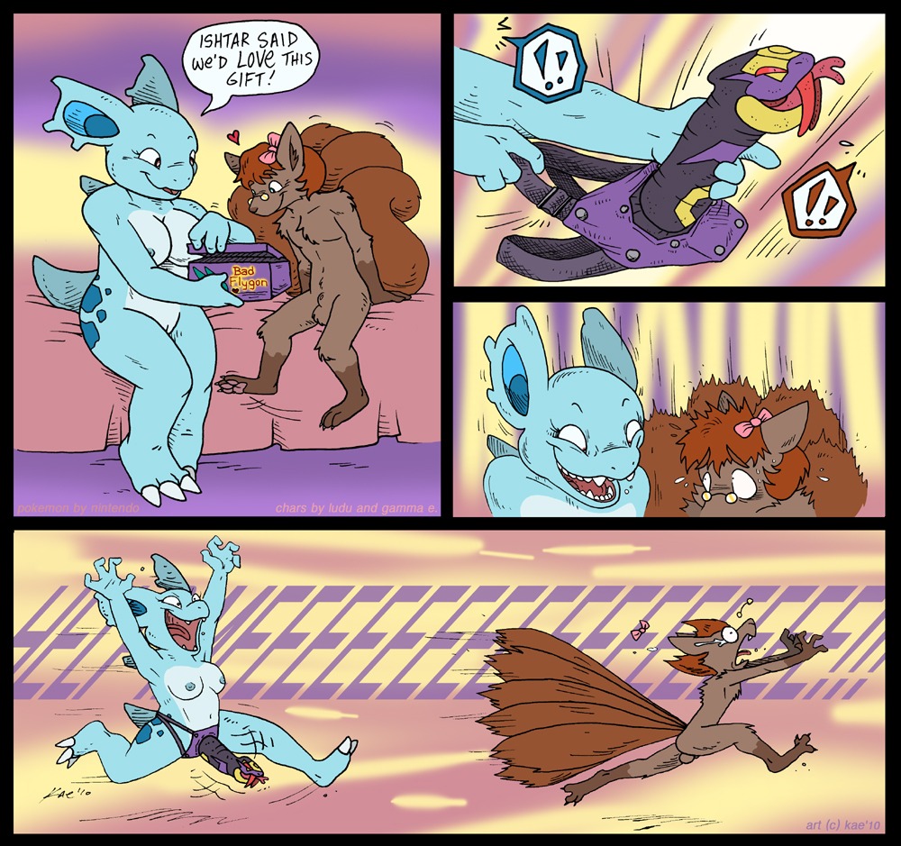 2010 anthro breasts comic dialogue dildo dildo_with_face english_text female fur furry_tail holding_dildo holding_sex_toy holding_strap-on humor kaemantis multi_tail nidorina nintendo pokemon pokemon_(species) pokemon_only rape_face rule34 running scared seviper sex_toy straight_hair strap-on strap-on_with_face strapon tail text vulpix you_gonna_get_raped