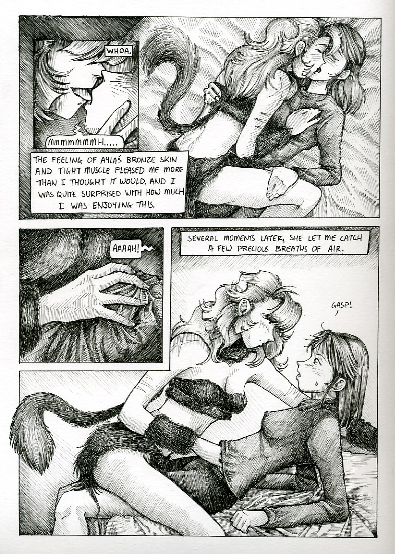 2girls ayla_(chrono_trigger) breasts chrono_(series) chrono_trigger comic cutelucca dialogue english_text female female_only grabbing_breasts greyscale lucca_ashtear monochrome multiple_females multiple_girls nipples nipples_visible_through_clothing rule34 sketch speech_bubble text yuri