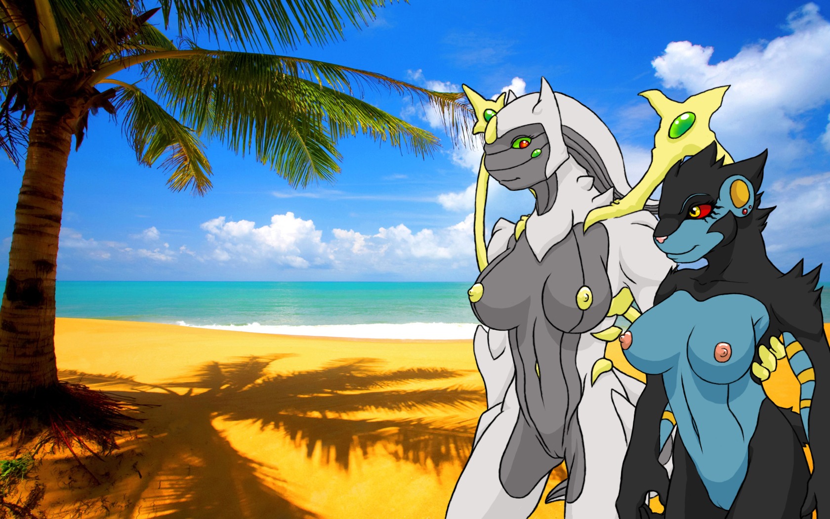 anthro arceus breasts color day female female_only fur furry interspecies januspeldragon luxray multiple_females nipples nude outdoors pokemon pokemon_(species) pussy rule34 rule_63 standing tagme vulva