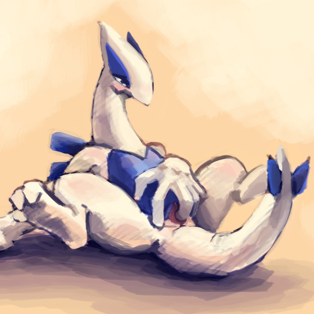blush color female female_only fingering front_view insertion lugia masturbation nude pokemon pokemon_(species) pussy rule34 solo tagme tediousramen vulva