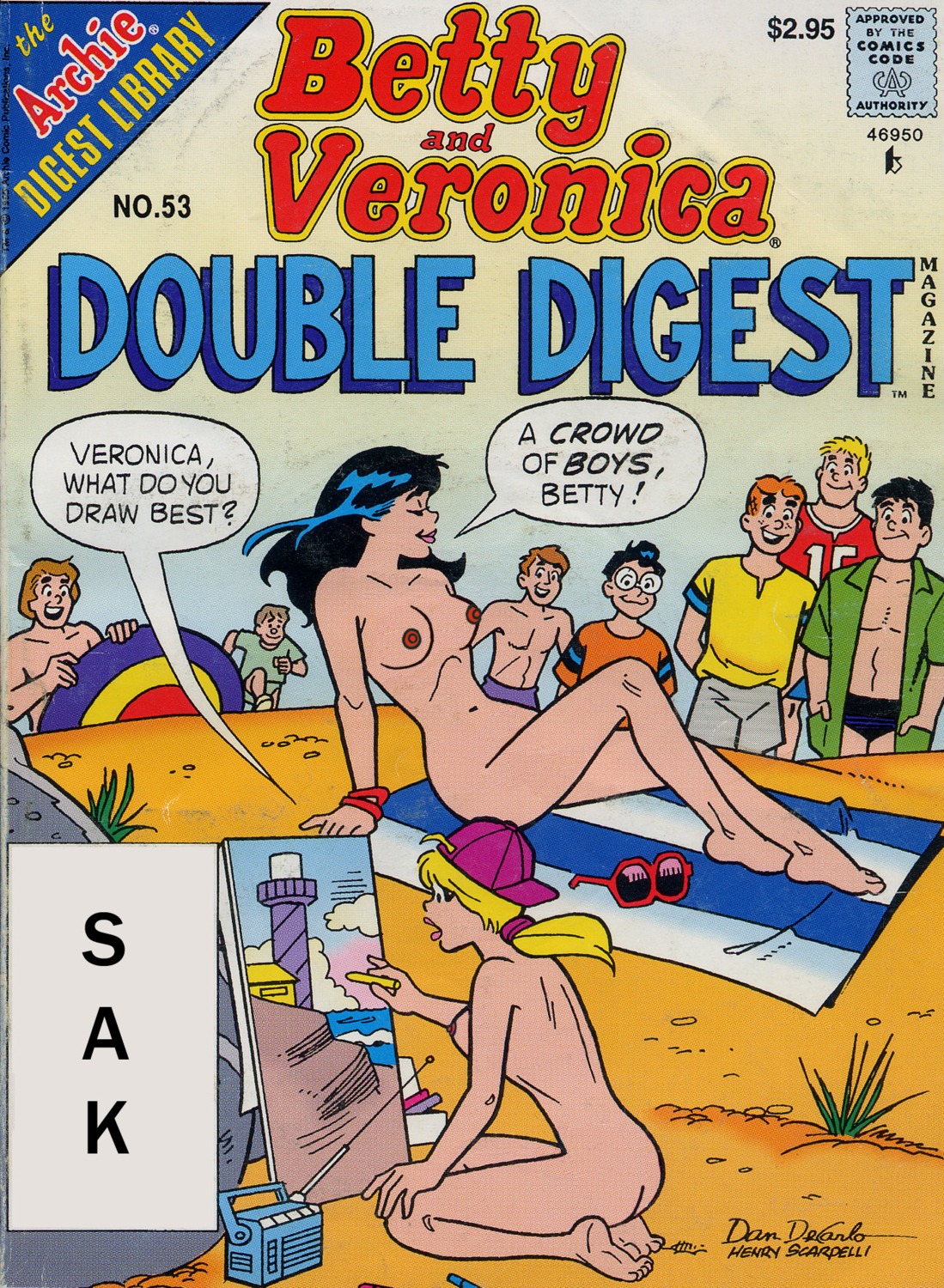 2girls archie_andrews archie_comics ass beach betty_and_veronica betty_cooper black_hair blonde_hair breasts dilton_doiley female male moose_mason nude reggie_mantle rule34 sak veronica_lodge