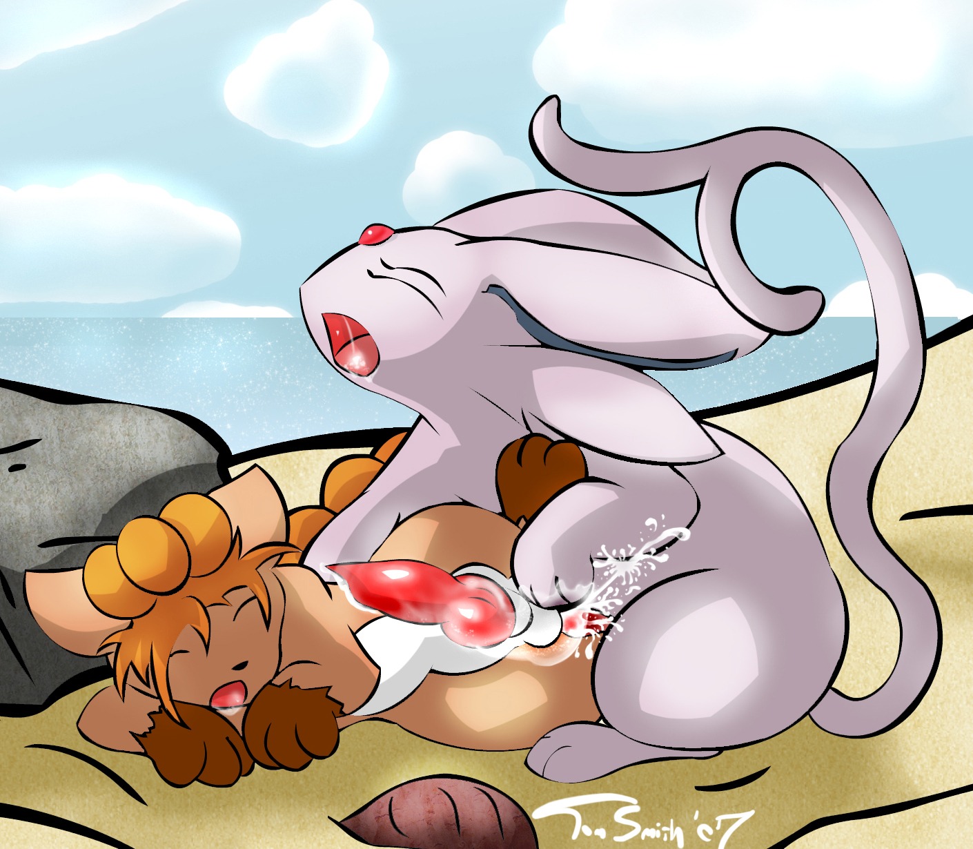 2007 anal anal_penetration animal_genitalia animal_penis beach bodily_fluids canid canine canine_genitalia canine_penis conditional_dnp cum cum_in_ass cum_inside day drooling duo e621 eeveelution elite_the_espeon ember_(elitetheespeon) erection espeon eyes_closed fan_character feral feral_on_feral forked_tail from_behind_position fur generation_1_pokemon generation_2_pokemon genital_fluids genitals hair hi_res insomniacovrlrd interspecies knot male male/male male_penetrated male_penetrating male_penetrating_male mammal multi_tail nintendo open_mouth orange_hair outside penetration penile penile_penetration penis penis_in_ass pokemon pokemon_(species) purple_body purple_fur quadruped red_penis rock saliva sand sea seaside sex sex_on_the_beach shell short_hair sky tail unusual_anatomy unusual_tail vulpix water