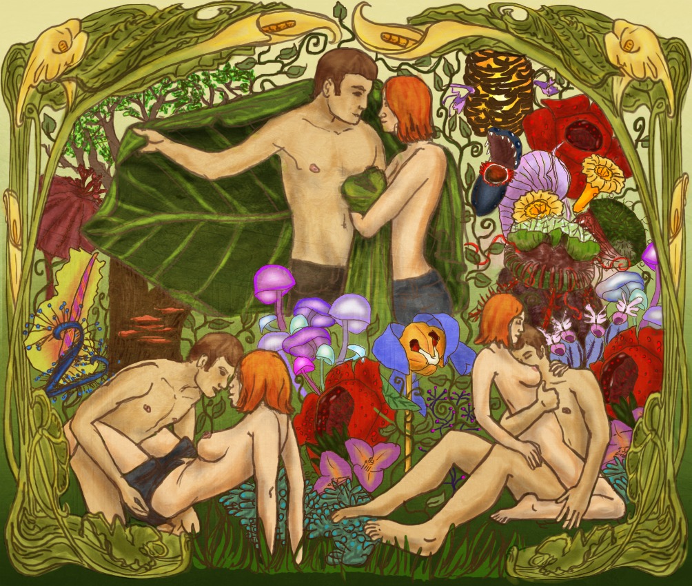 1girls breasts female female_on_top flower flowers ginny_weasley gryffindor harry_potter kath_ballantyne naked naked_female neville_longbottom nipples plants rule34 sex straight tagme witch_(harry_potter)
