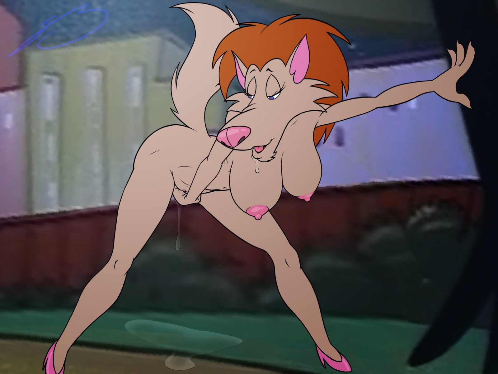 2011 4:3 anthro bent_over big_breasts biped blue_eyes bodily_fluids breasts brown_body brown_fur brown_hair canid canine canis cartoon_network claws clitoris clothing drooling e621 female fingering fingering_self fluffy_the_werewolf footwear fur genital_fluids genitals hair hi_res high_heels johnny_bravo_(series) looking_back mammal masturbation mythological_canine mythological_creature mythology navel nipples nude outside park pink_nose raised_tail saliva shoes sky solo spread_legs spreading standing steven_stagg tail vaginal vaginal_fluid_string vaginal_fluids vaginal_fluids_puddle vaginal_masturbation vulva werecanid werecanine werecreature werewolf wolf