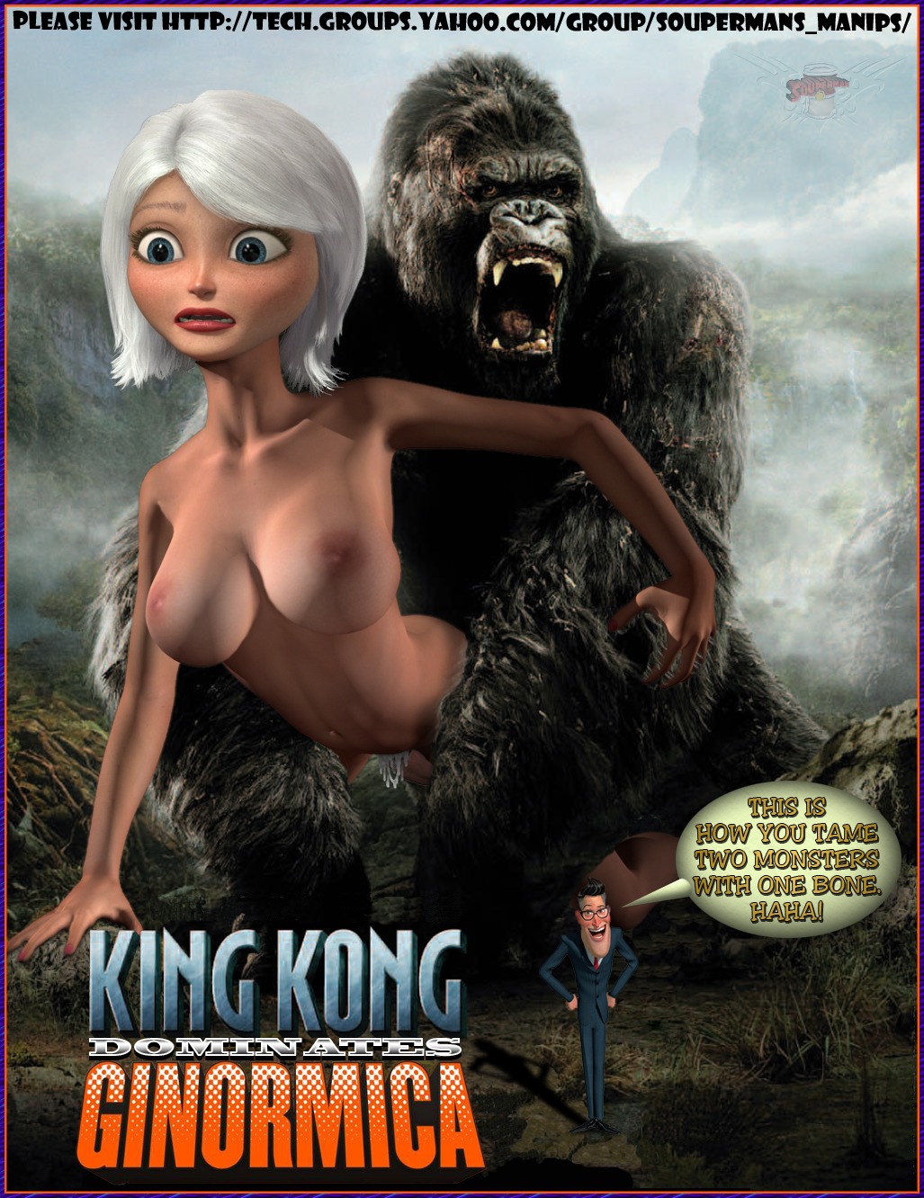 2010 3d ape bizarro_souperman crossover doggy_style dreamworks female from_behind giantess ginormica gorilla haplorhine interspecies king_kong king_kong_(2005) king_kong_(series) male monsters_vs_aliens nipples nude paramount_pictures president_hathaway primate rape rule34 scared straight susan_murphy tagme white_hair zoophilia