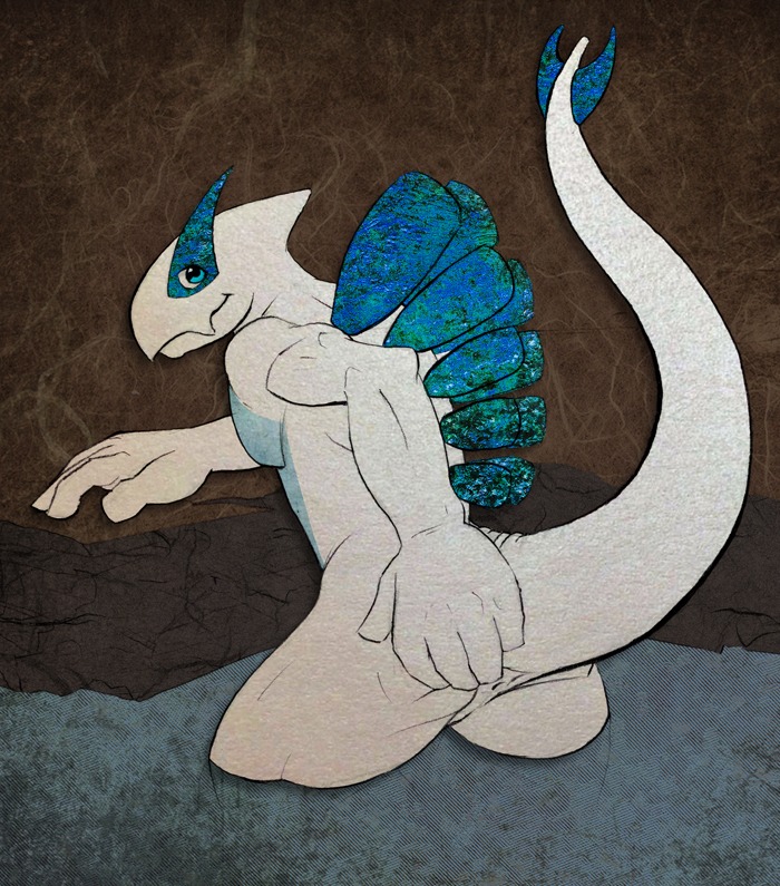 2010 anthro anthrofied anus avian blue_eyes brelo_(artist) collage_(artwork) e621 generation_2_pokemon legendary_pokemon legs_in_water looking_at_viewer lugia male nintendo partially_submerged pokemon pokemon_(species) pokemorph presenting solo submerged_legs tail water