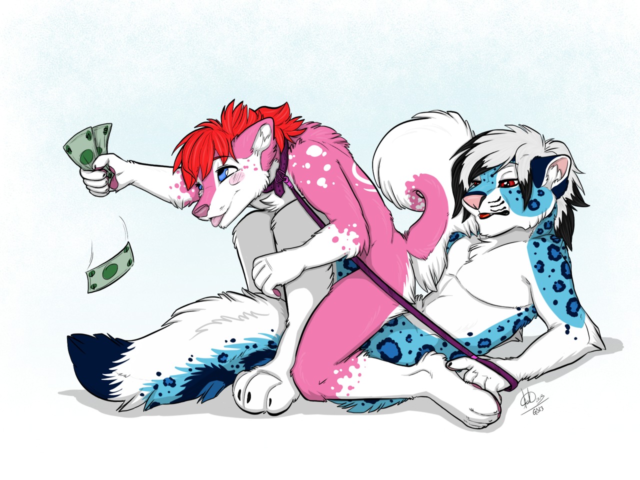 2013 4:3 anal anal_penetration anthro anthro_on_anthro anthro_penetrated anthro_penetrating anthro_penetrating_anthro blue_body blue_fur blush canid canine canis collar domestic_dog dominant dominant_male duo e621 felid femboy fur hair holding_leash holding_object kwik_(artist) leash leash_pull leopard looking_pleasured lying male male/male male_on_bottom male_on_top male_penetrated male_penetrating male_penetrating_male mammal money nude on_back on_bottom on_top pantherine penetration penile penile_penetration penis_in_ass pink_body pink_fur puppermint red_hair reverse_cowgirl_position sex siris_le_osiris snow_leopard submissive submissive_male tongue tongue_out white_hair