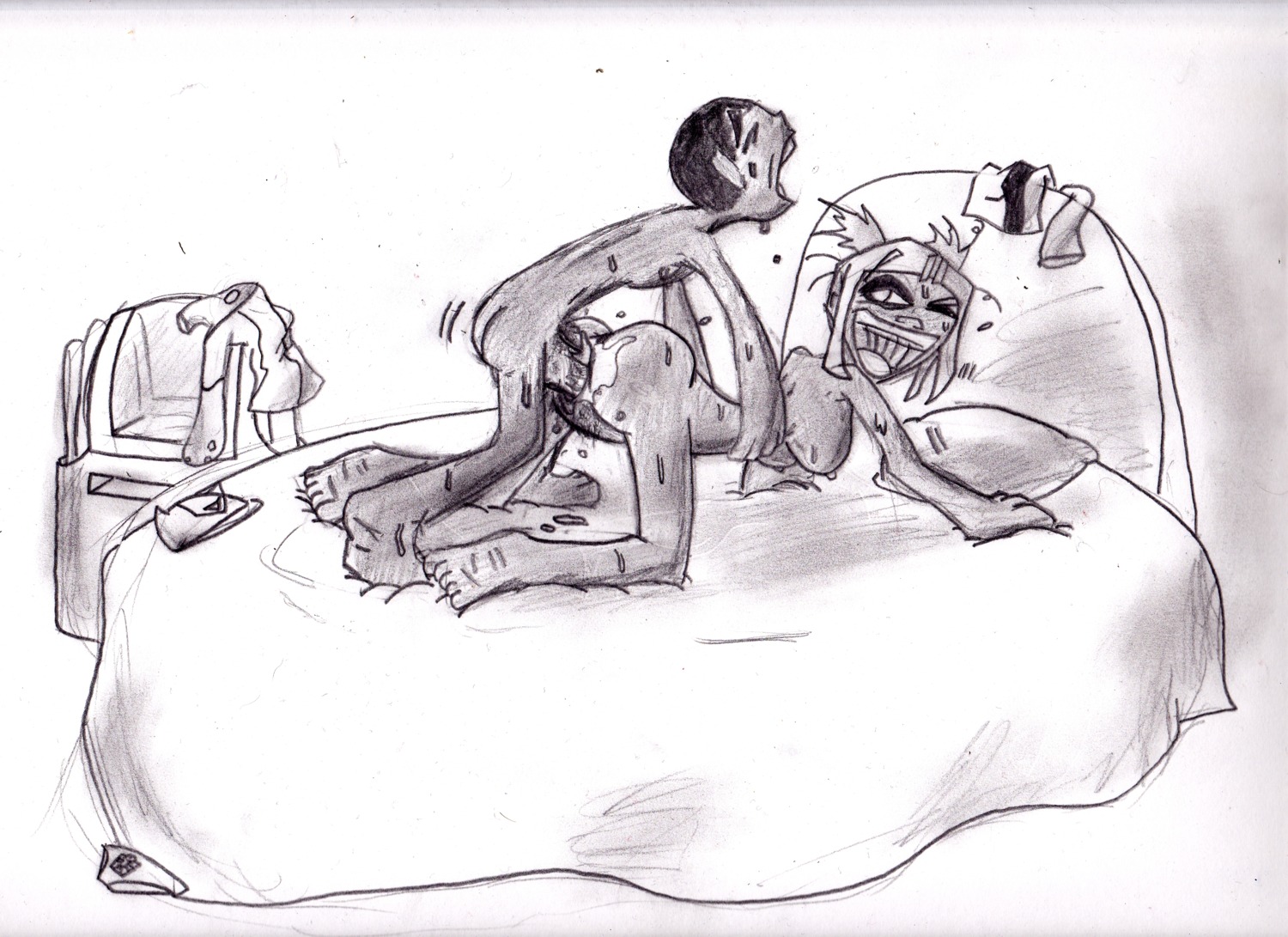 ass bed breasts bumblebee bumblebee_(transformers) cum_in_pussy dark-skinned_male doggy_style female human male monochrome penis pussy rule34 sari sari_sumdac sex straight tongue transformers transformers_animated young