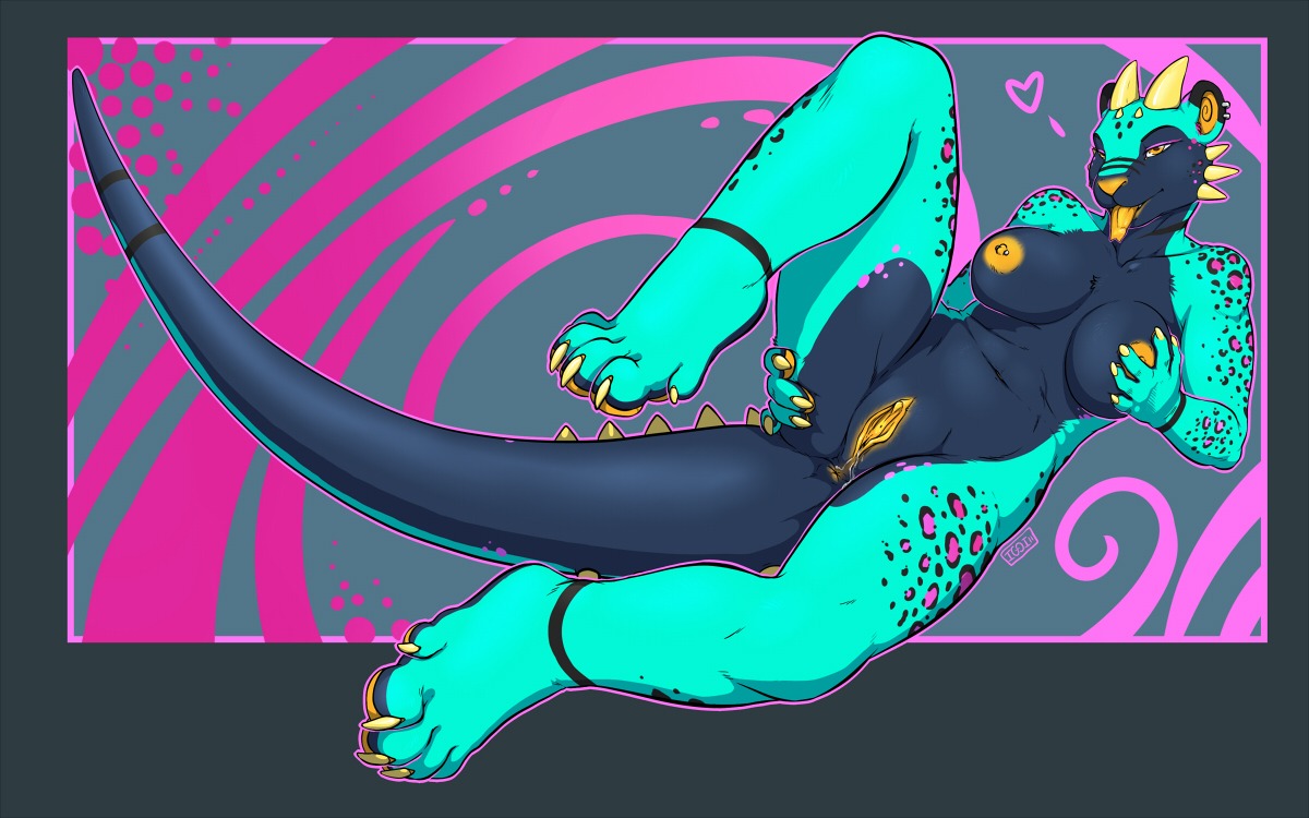 16:10 agamid anthro anus bearded_dragon big_breasts breasts e621 felid feline female genitals holding_breast horn hybrid iggi leopardus lizard mammal nipples nude ocelot reptile scalie solo spots spread_legs spreading tail tia_(convel) tongue tongue_out vulva widescreen