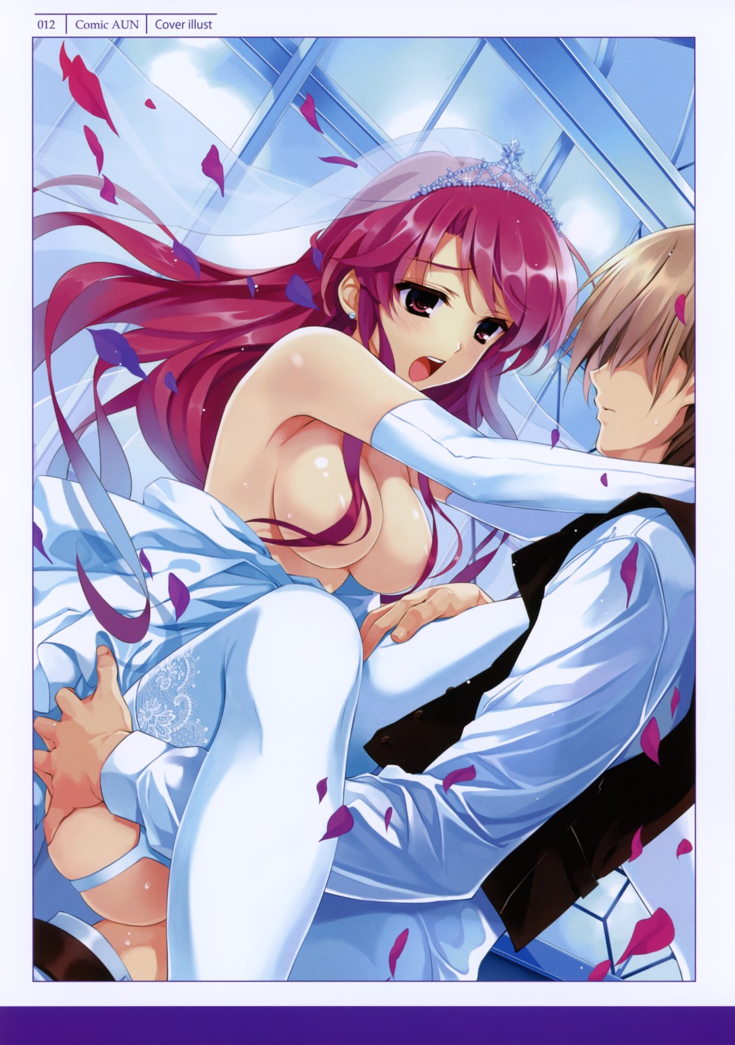 areolae cradle dress female garter_belt misaki_kurehito nipple_slip nopan rule34 sex stockings wedding_dress