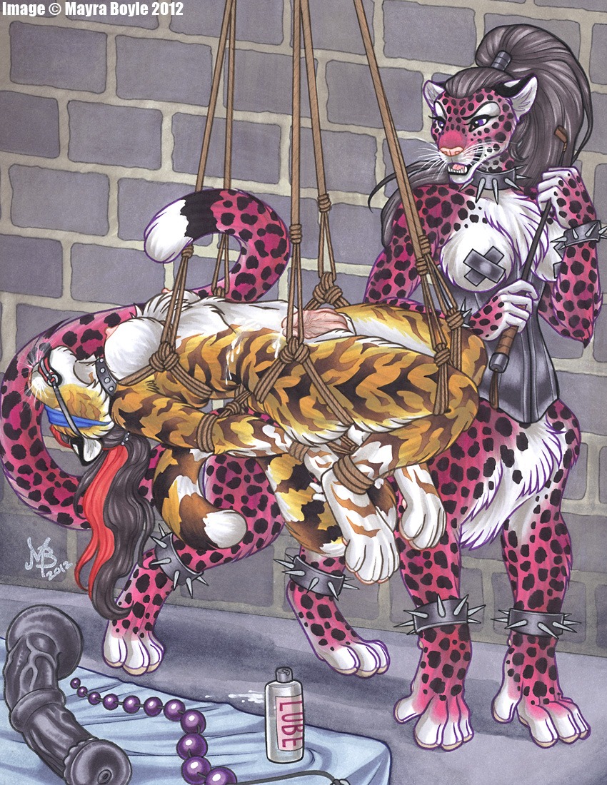 2012 animal_genitalia animal_penis anthro beads blindfold bondage bound breasts cellar chakat collar corset cum dildo dungeon feline fur furry futanari hair herm horsecock huskie intersex long_hair lube male malesub markings mayra_boyle nipple_tape penis rakshani riding_crop rope rule34 sex_toy shamara spikes sunset_(chakat) suspension tail taur tiger whiskers