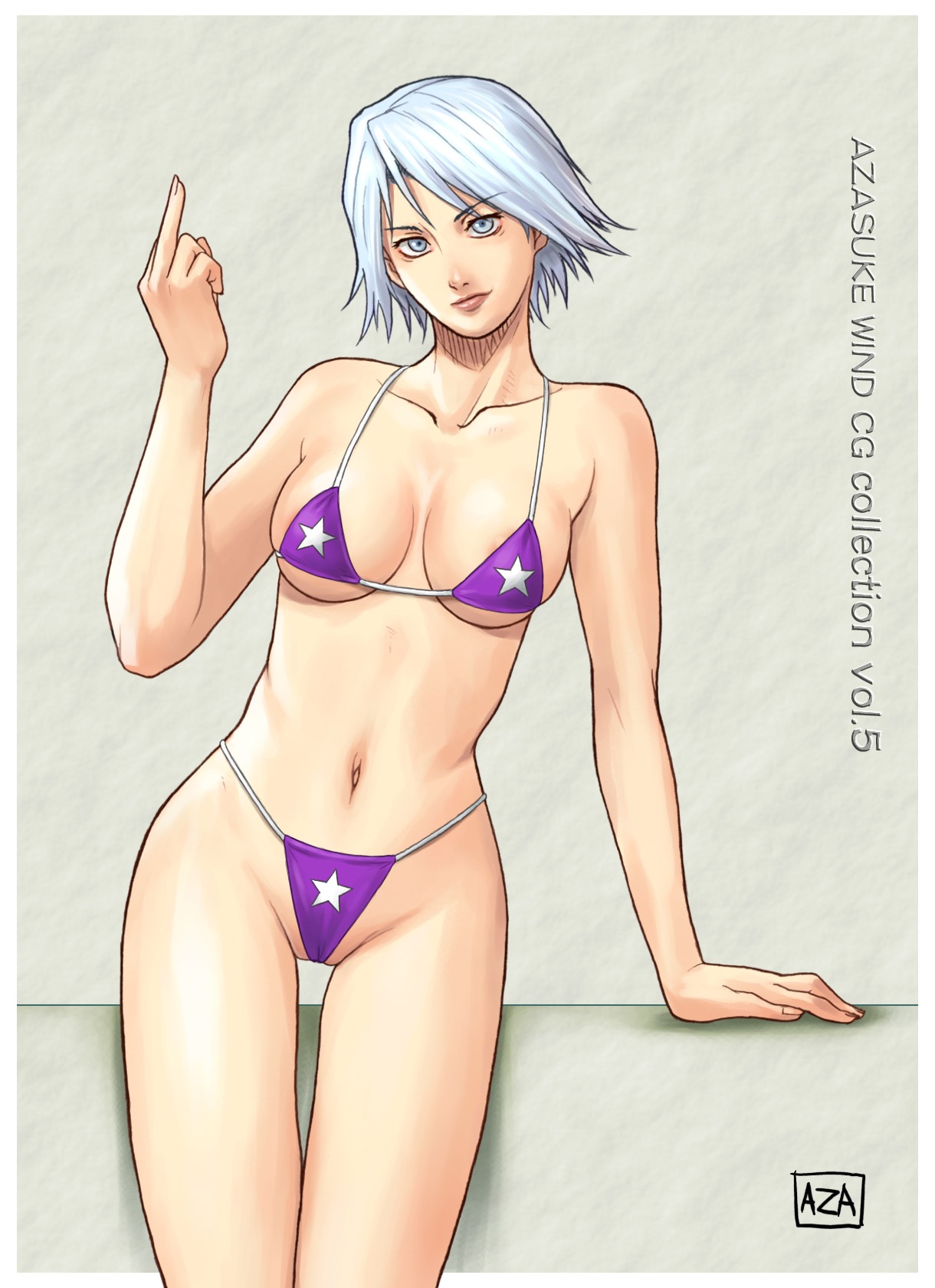 azasuke bikini christie_(doa) dead_or_alive female highres middle_finger rule34 swimsuit tecmo