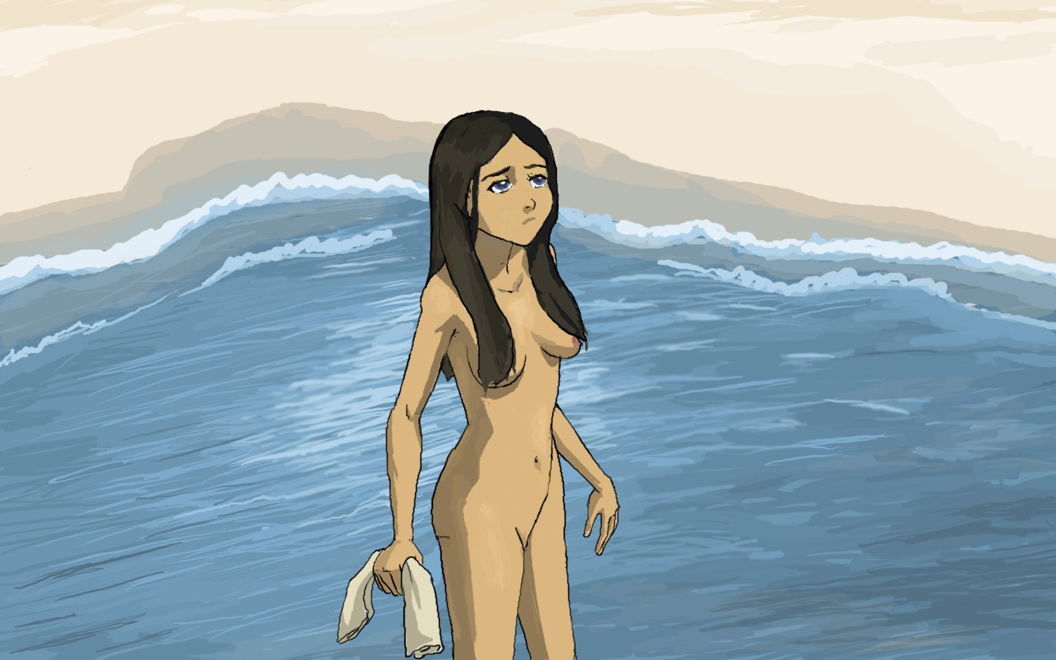 1girls avatar_legends avatar_the_last_airbender breasts dark-skinned_female dark_skin female female_only human katara nickelodeon nipples nude rule34 sitnalta888 small_breasts solo straight_hair towel water water_tribe