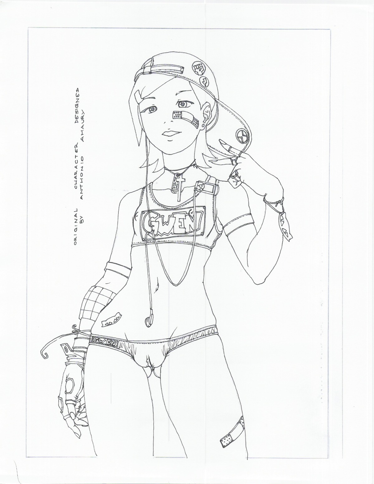 amaurymangaka ben_10 ben_10_(classic) black_and_white female female_only gwen_tennyson gwen_tennyson_(classic) human rule34 solo straight_hair tagme